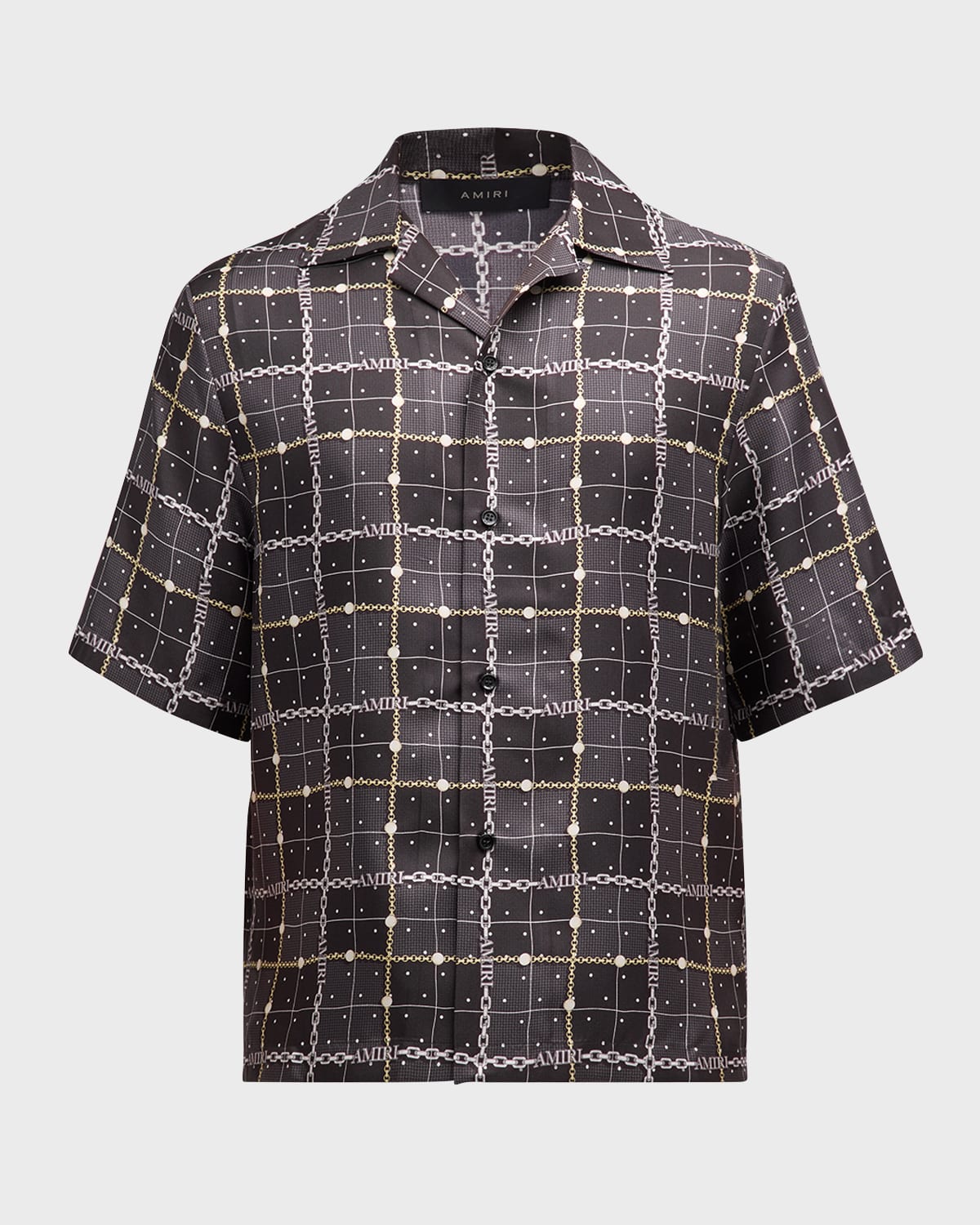 Amiri Men's Charm Check Silk Camp Shirt