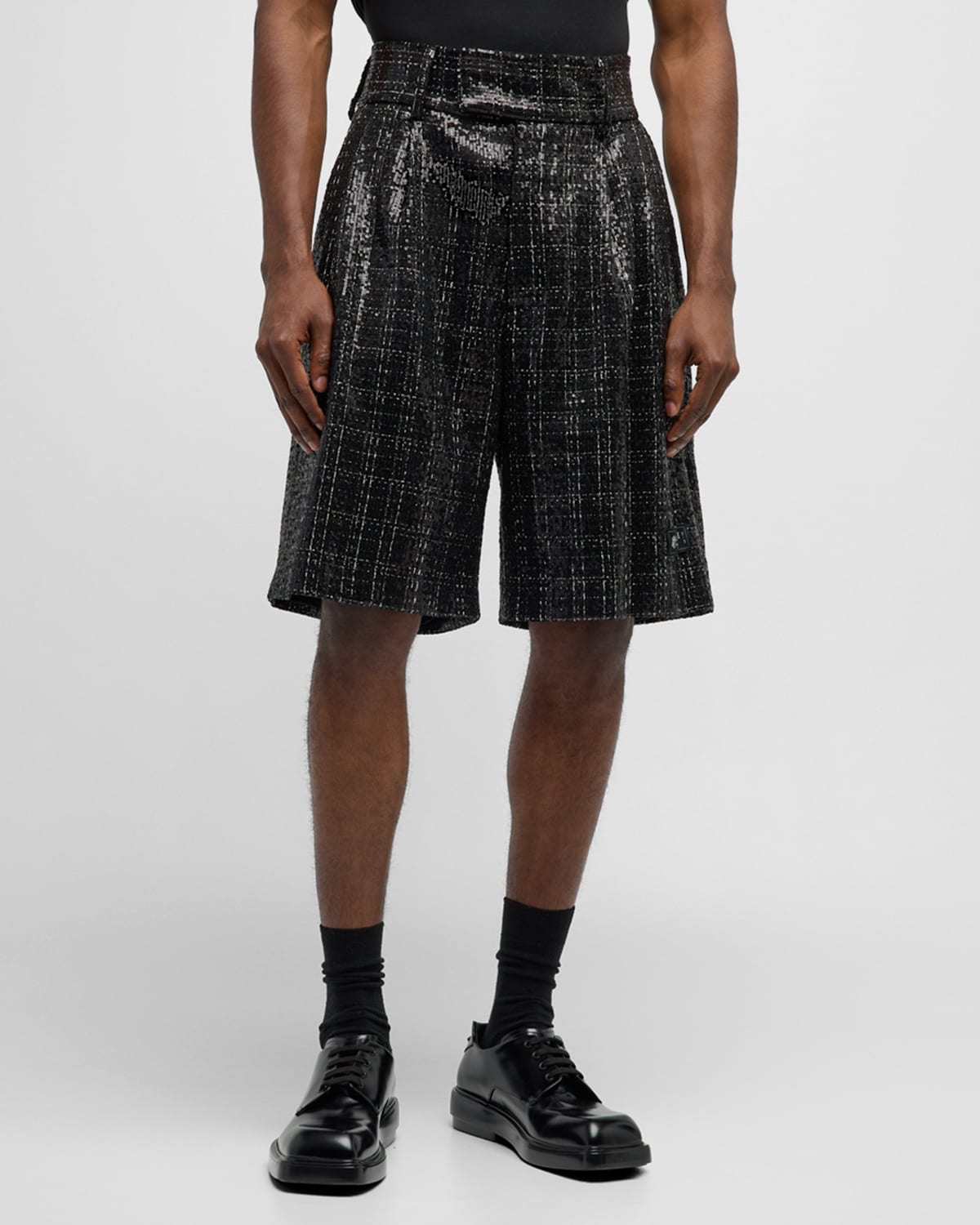 Amiri Men's Sequin Boucle Skater Shorts