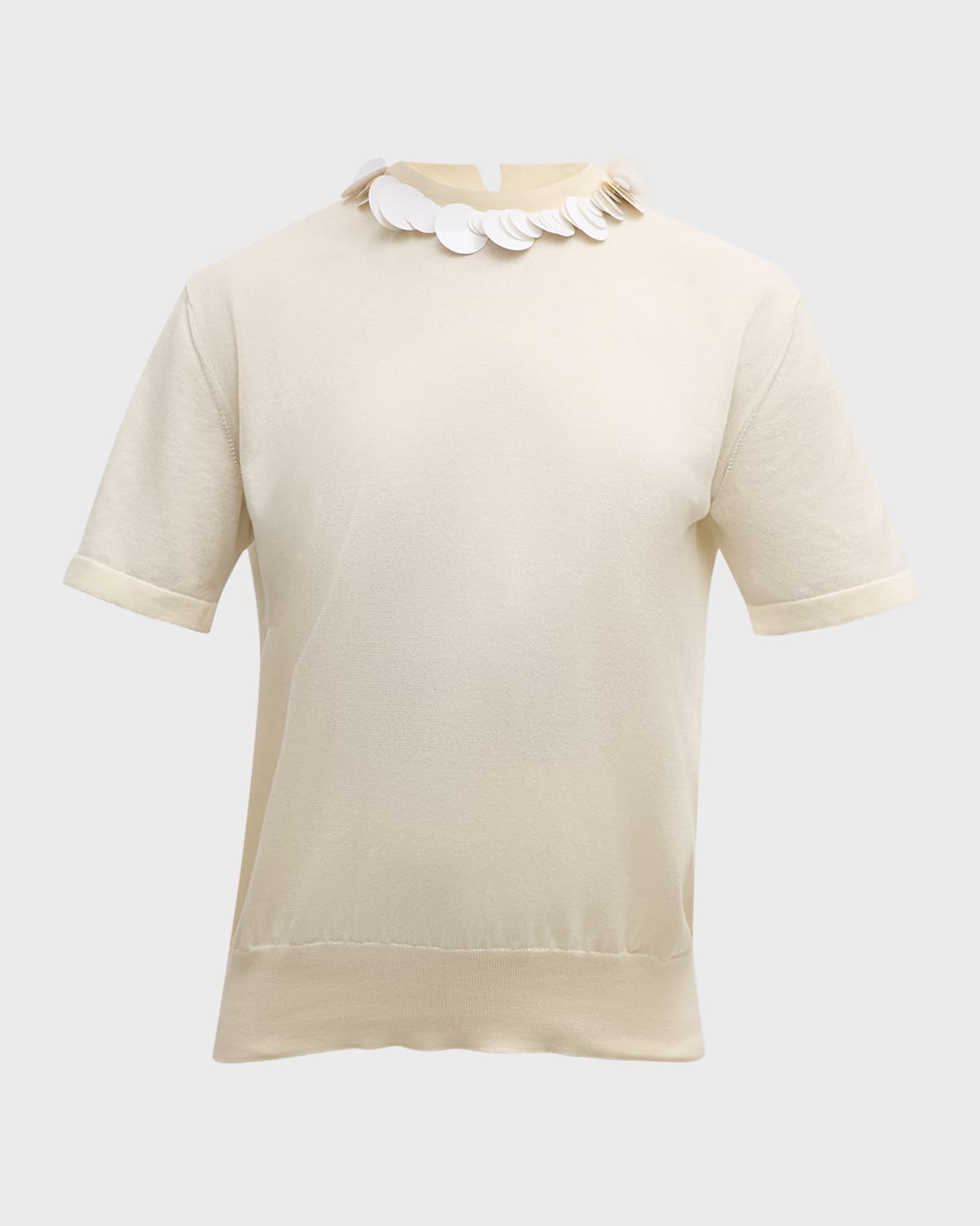Jil Sander Knit T-Shirt with Sequined Collar