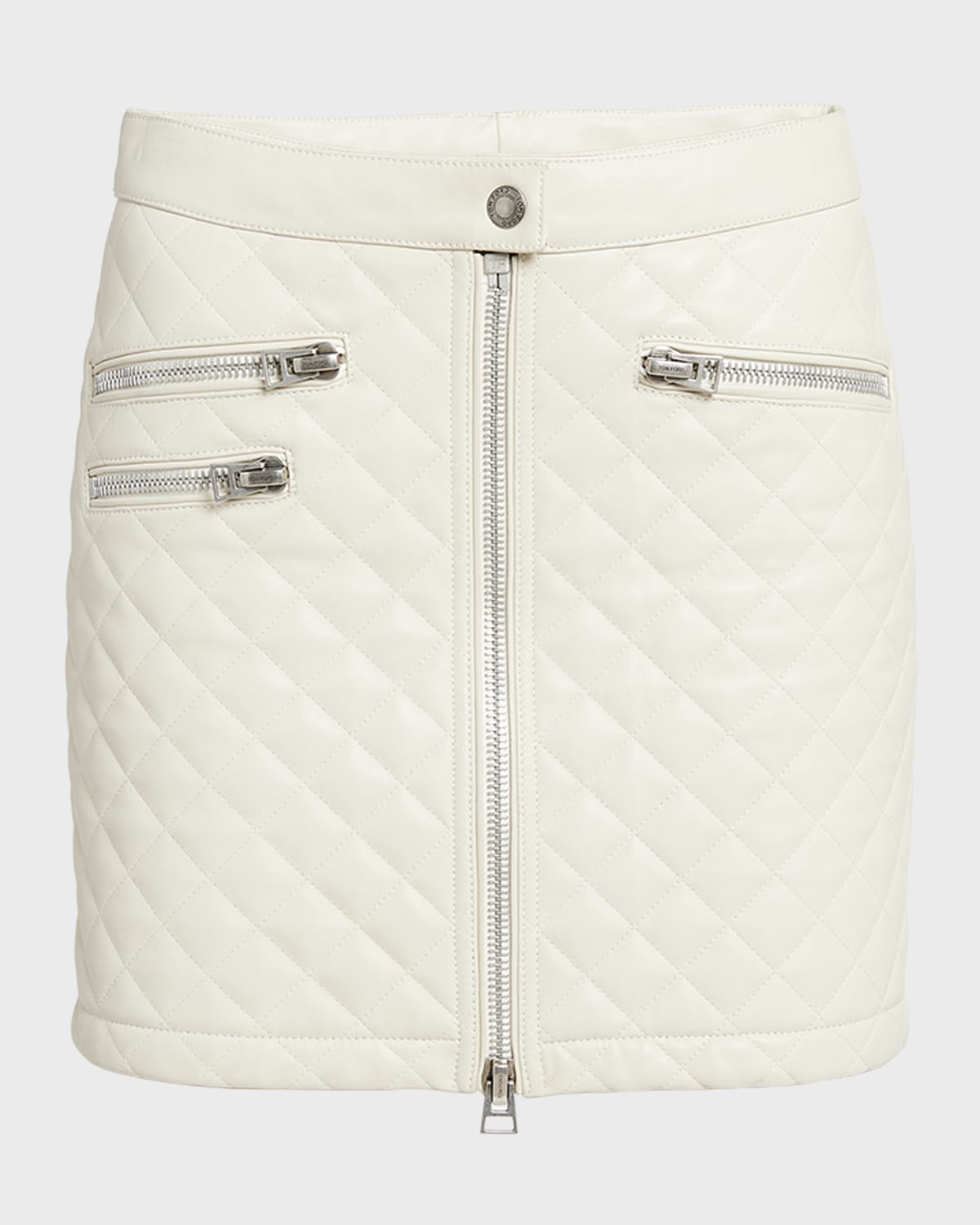 TOM FORD Quilted Guanteria Lamb Leather Zip-Front Mini Skirt
