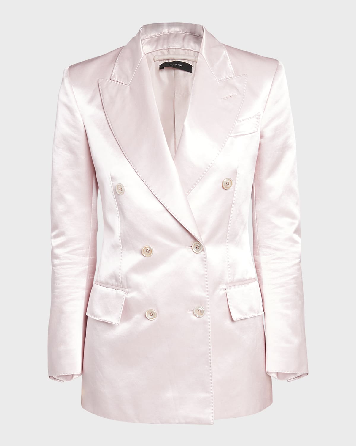 TOM FORD Pin-Stitch Duchesse Satin Double-Breasted Blazer Jacket