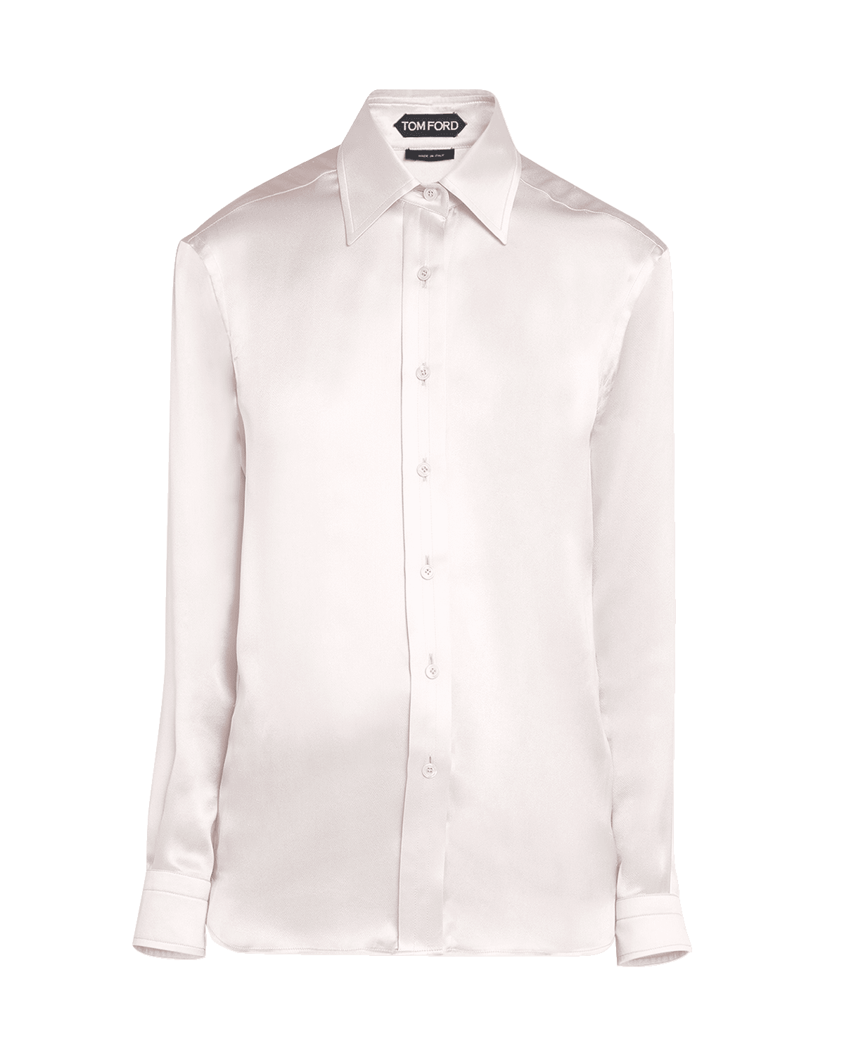 TOM FORD Pleated-Placket Fluid Silk Charmeuse Collared Shirt