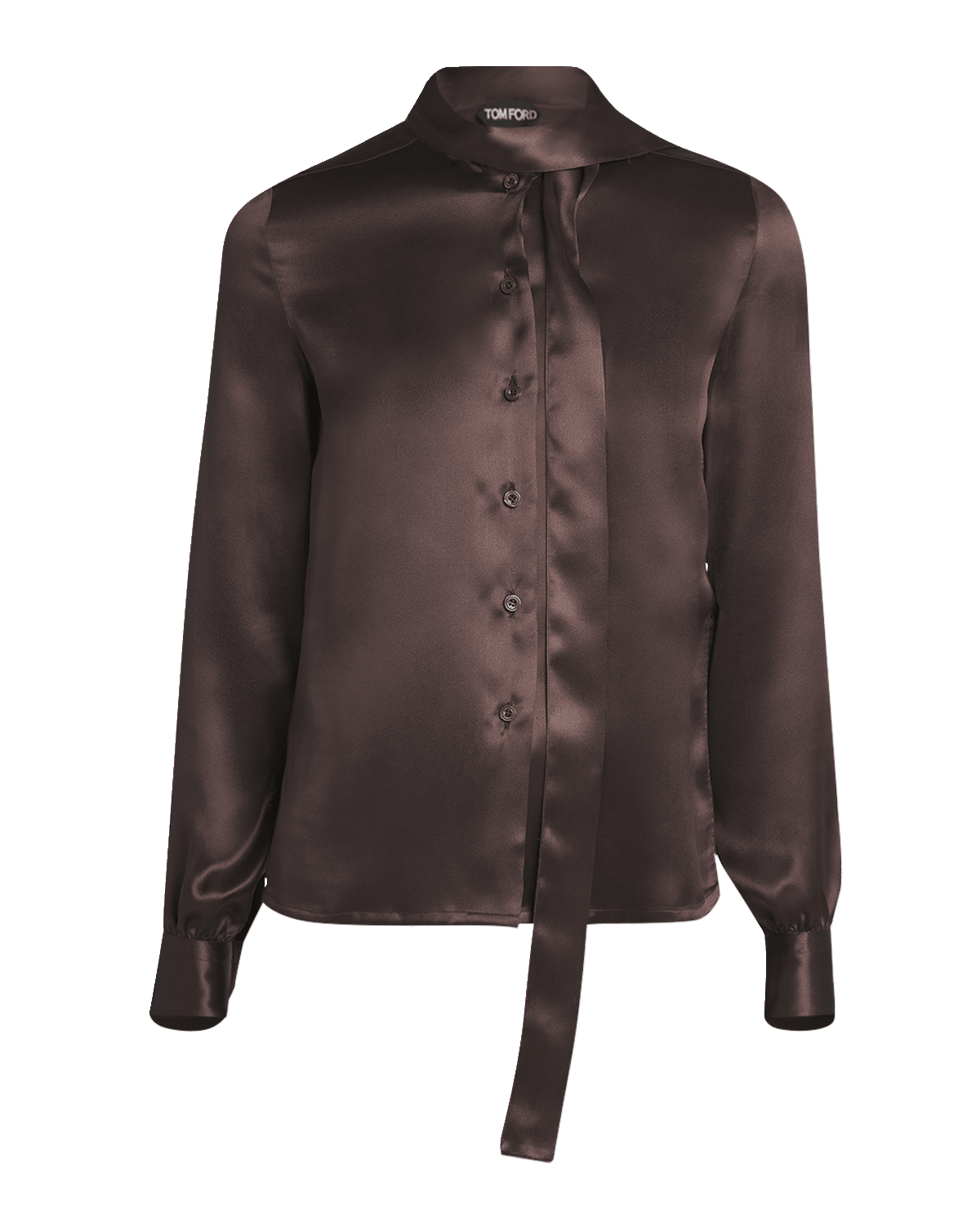 TOM FORD Pleated-Placket Fluid Silk Charmeuse Collared Shirt