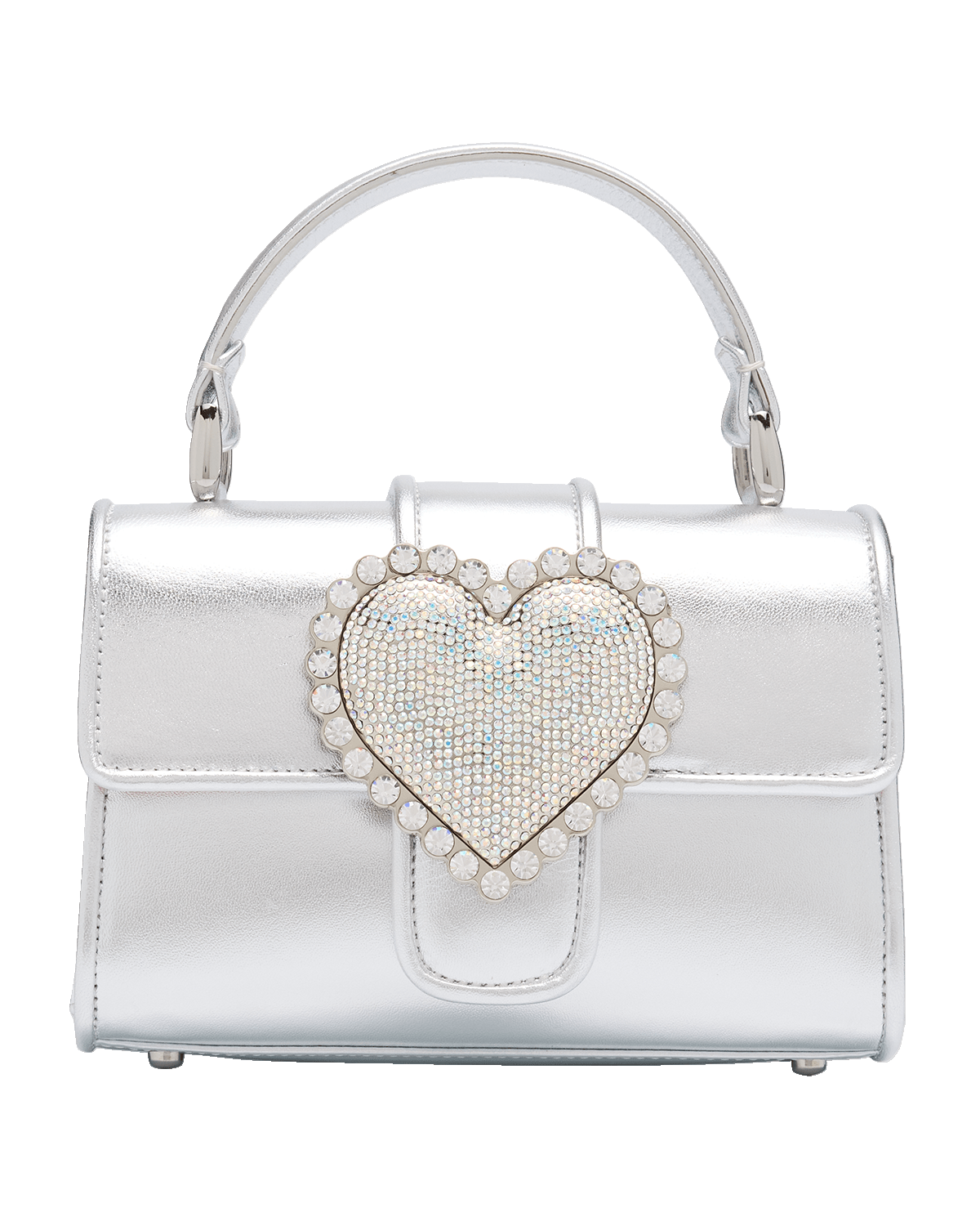 Sophia Webster Amora Heart Metallic Leather Top-Handle Bag