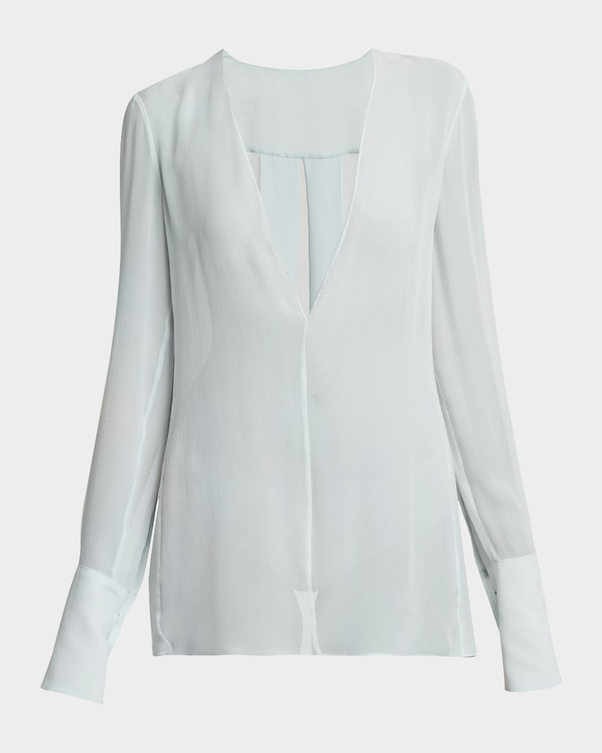 Givenchy Transparent Open-Back Silk Blouse