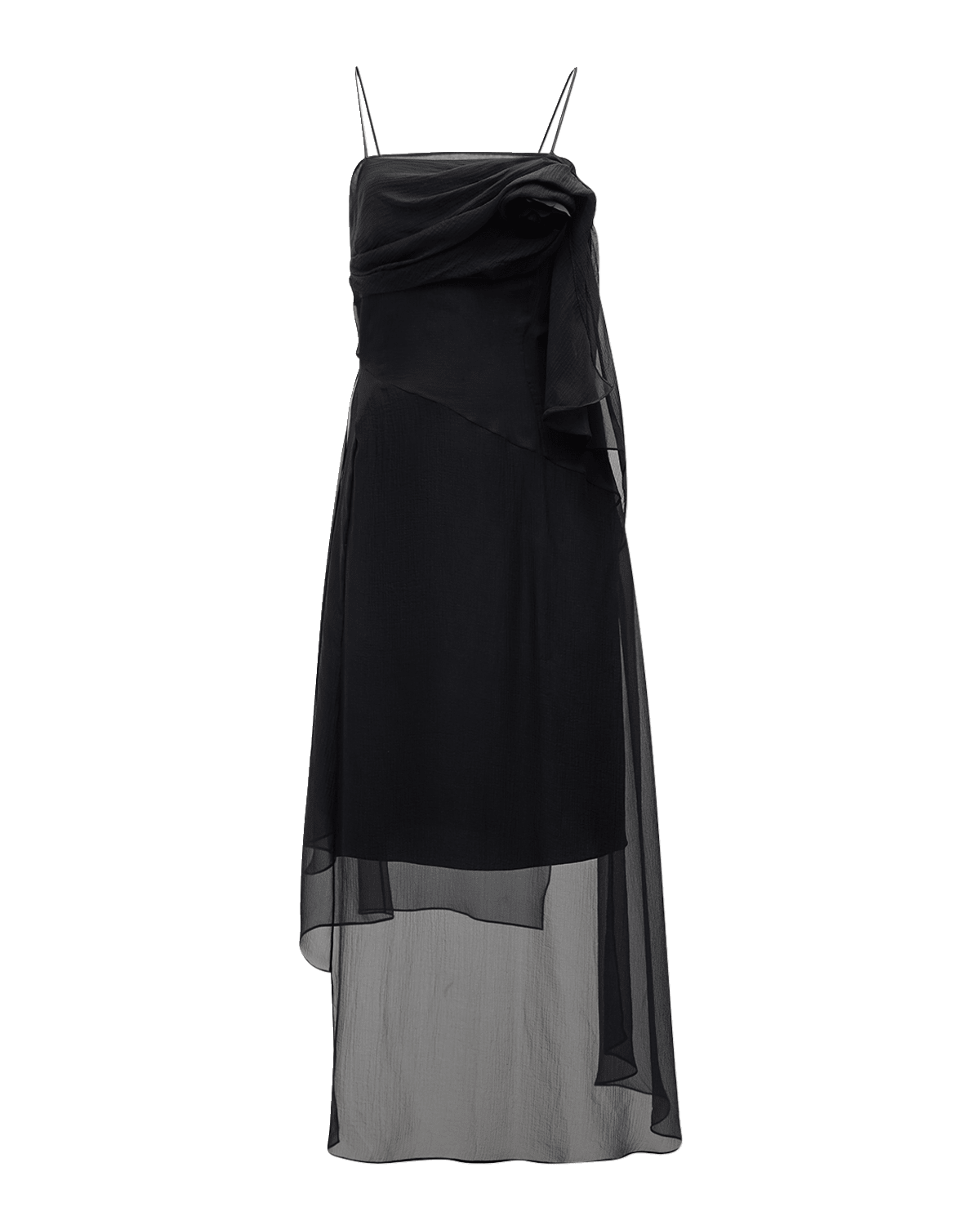 Givenchy High-Low Mesh Midi Dress With Flower Detail