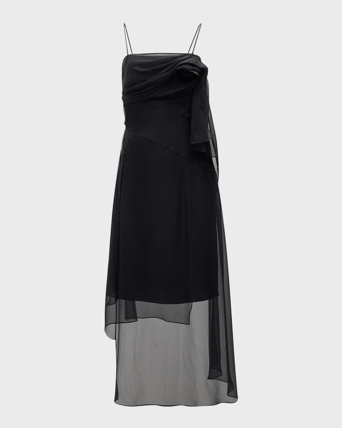 Givenchy High-Low Mesh Midi Dress With Flower Detail