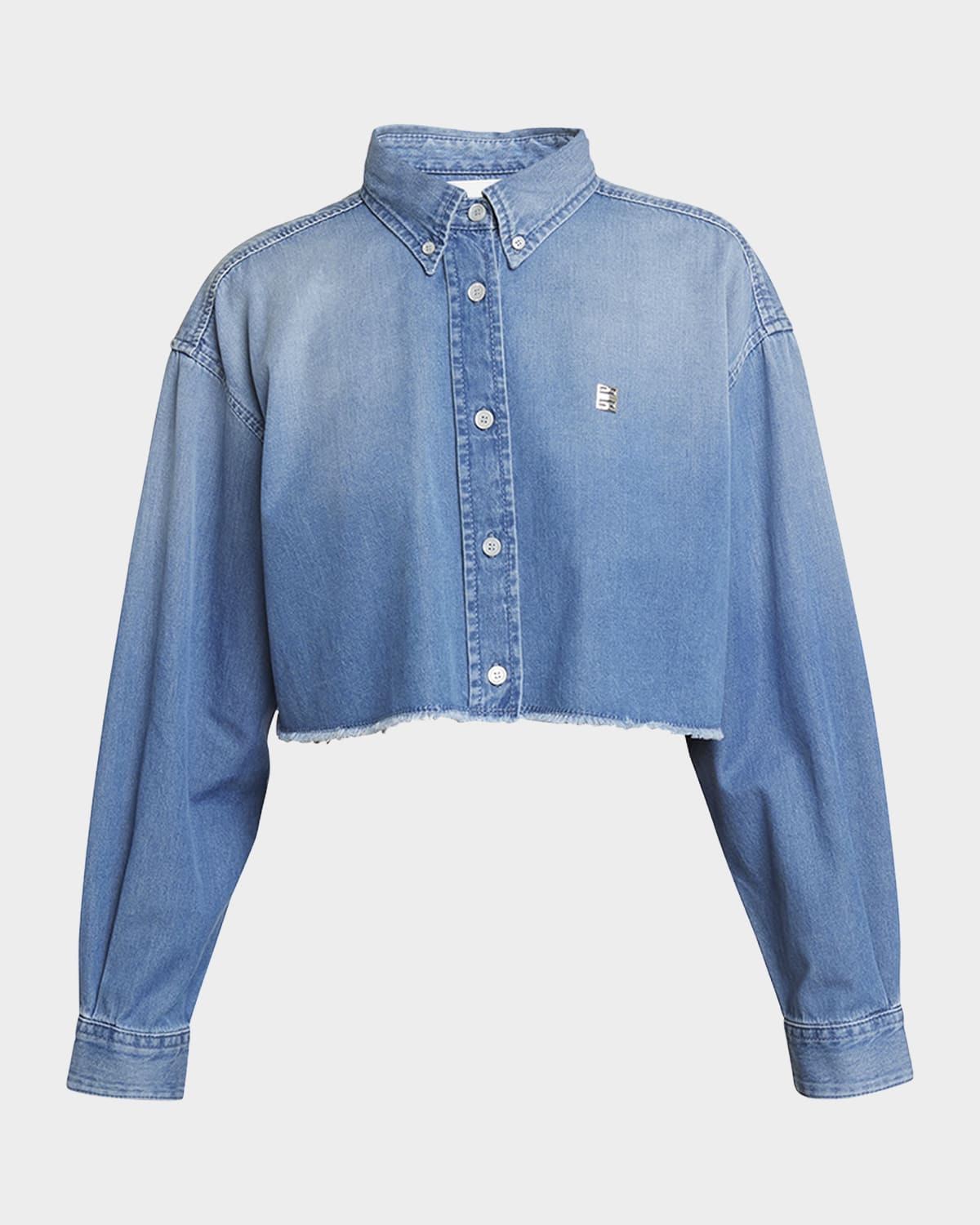 Givenchy Cropped Denim Button-Front Shirt