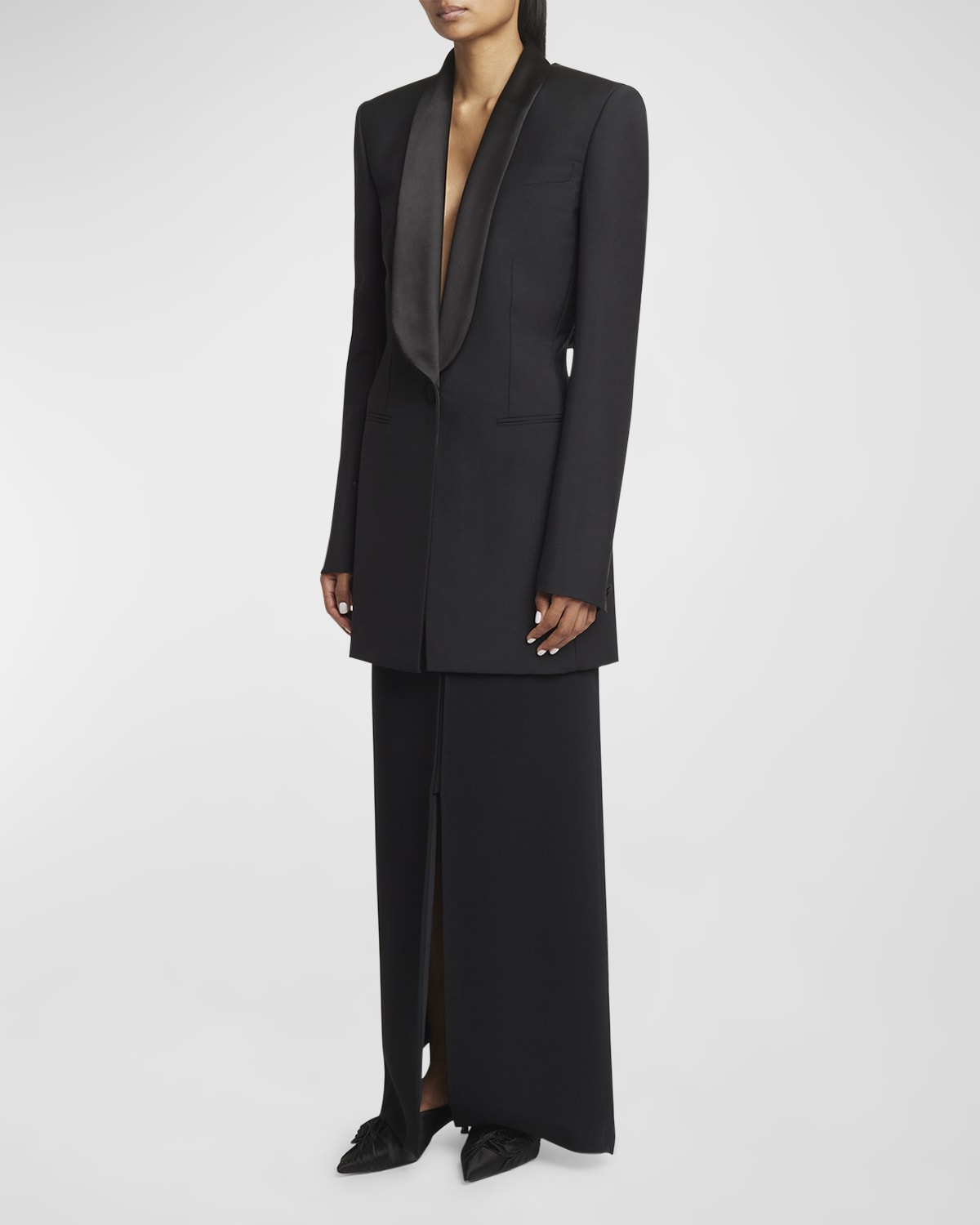 Givenchy Open Draped-Back Wool Jacket