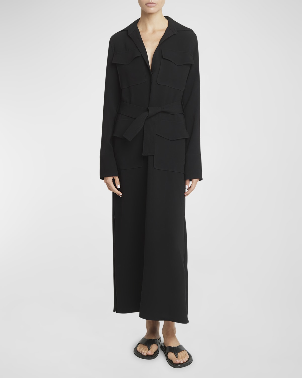 Proenza Schouler Vanessa Jonny Collar Self-Tie Crepe Dress
