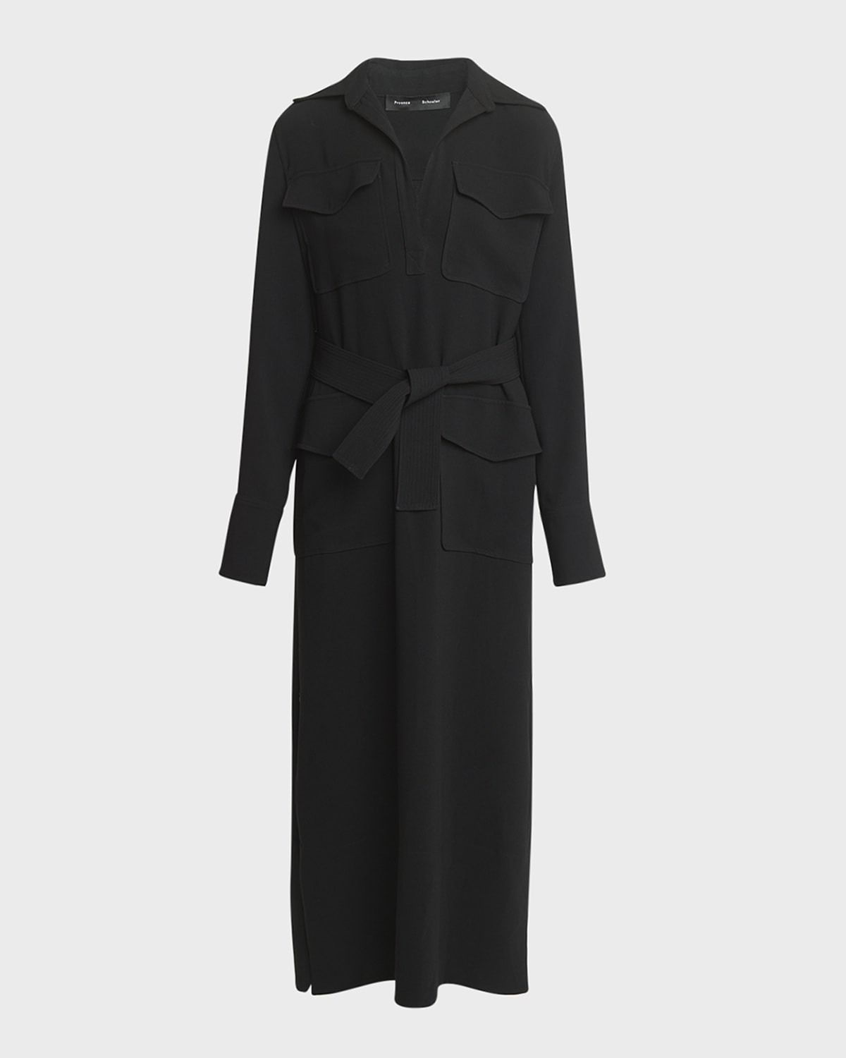 Proenza Schouler Vanessa Jonny Collar Self-Tie Crepe Dress