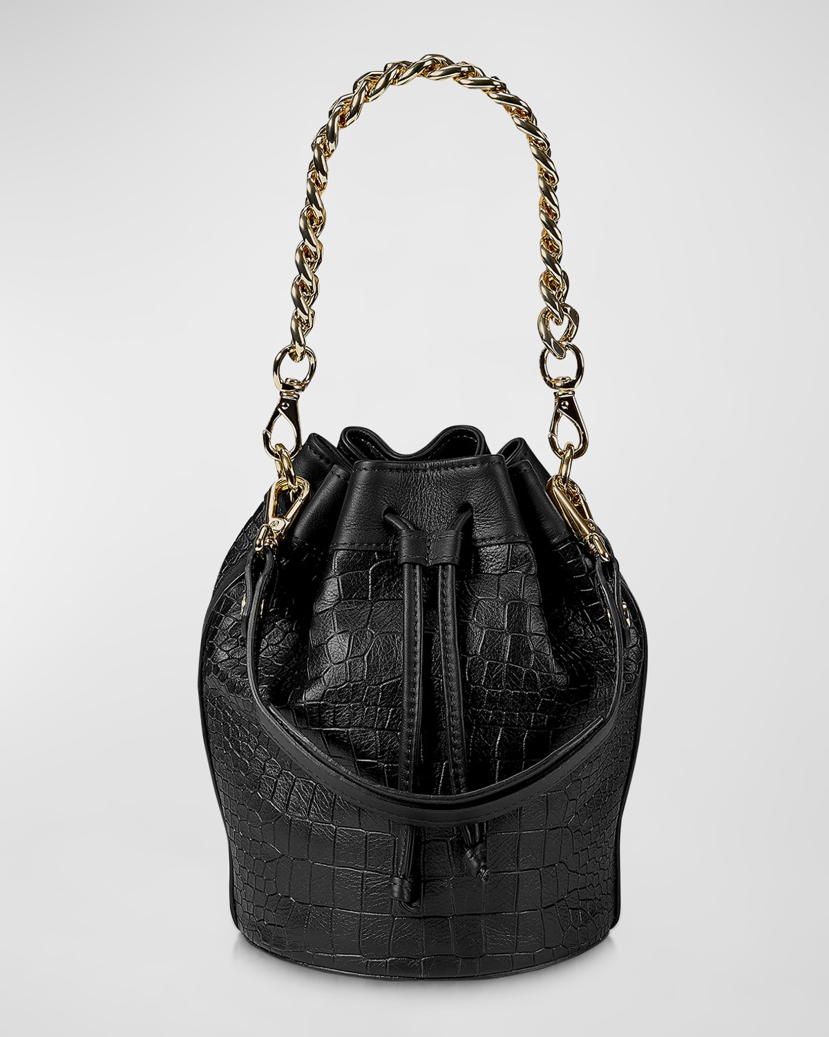 Gigi New York Brooklyn Croc-Embossed Bucket Bag