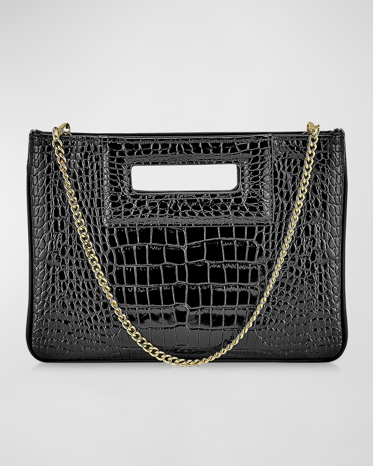 Gigi New York Willa Croc-Embossed Leather Clutch Bag