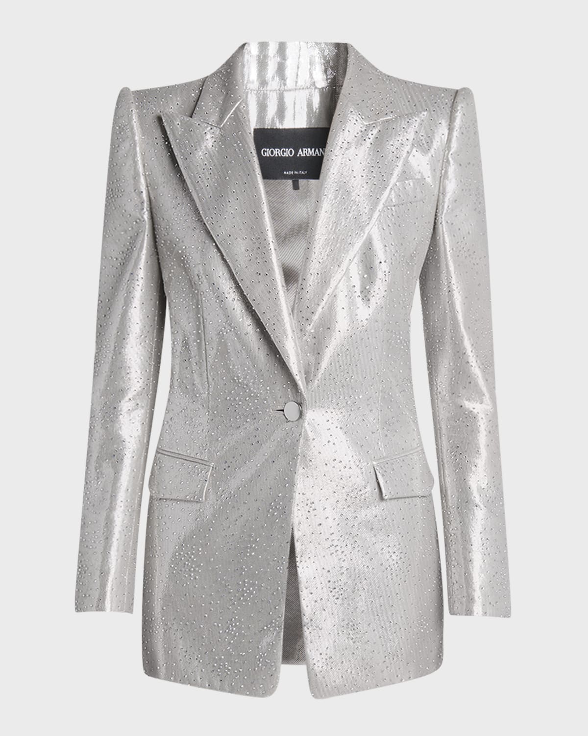 Giorgio Armani Crystal One-Button Silk Blazer