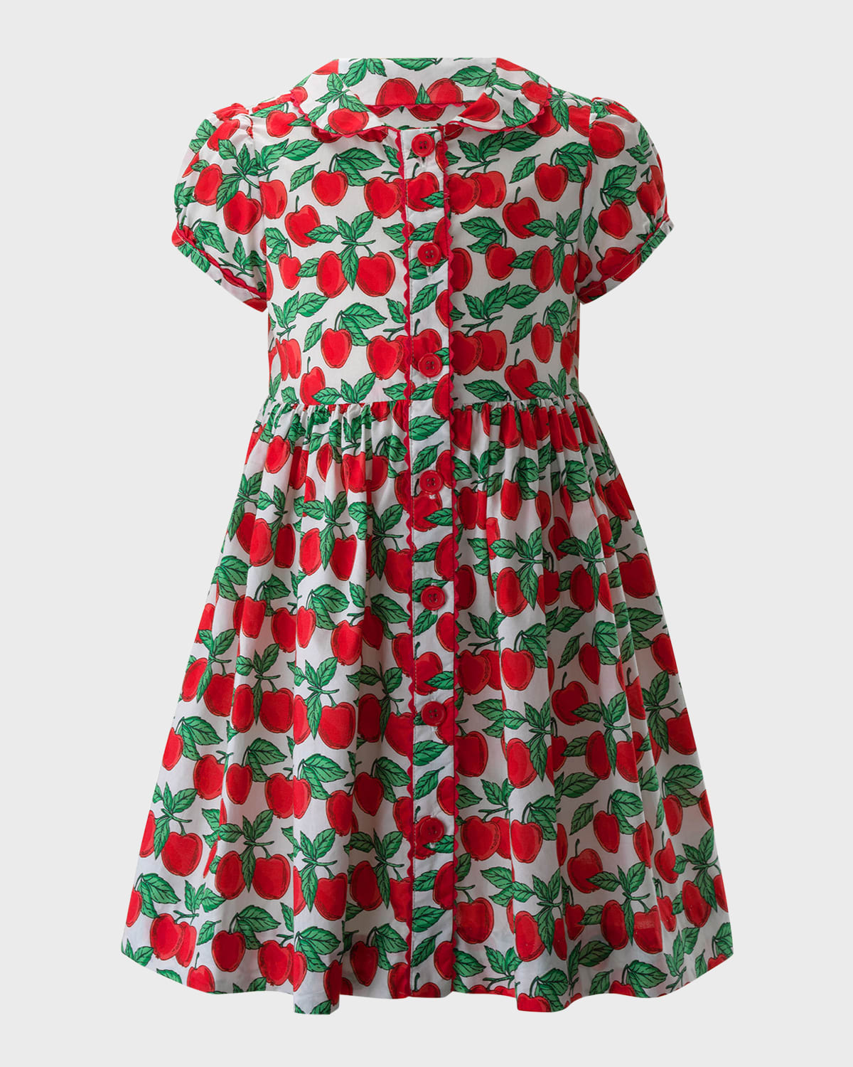 Rachel Riley Girl's Cherry Button-Front Cotton Dress, Size 2-10