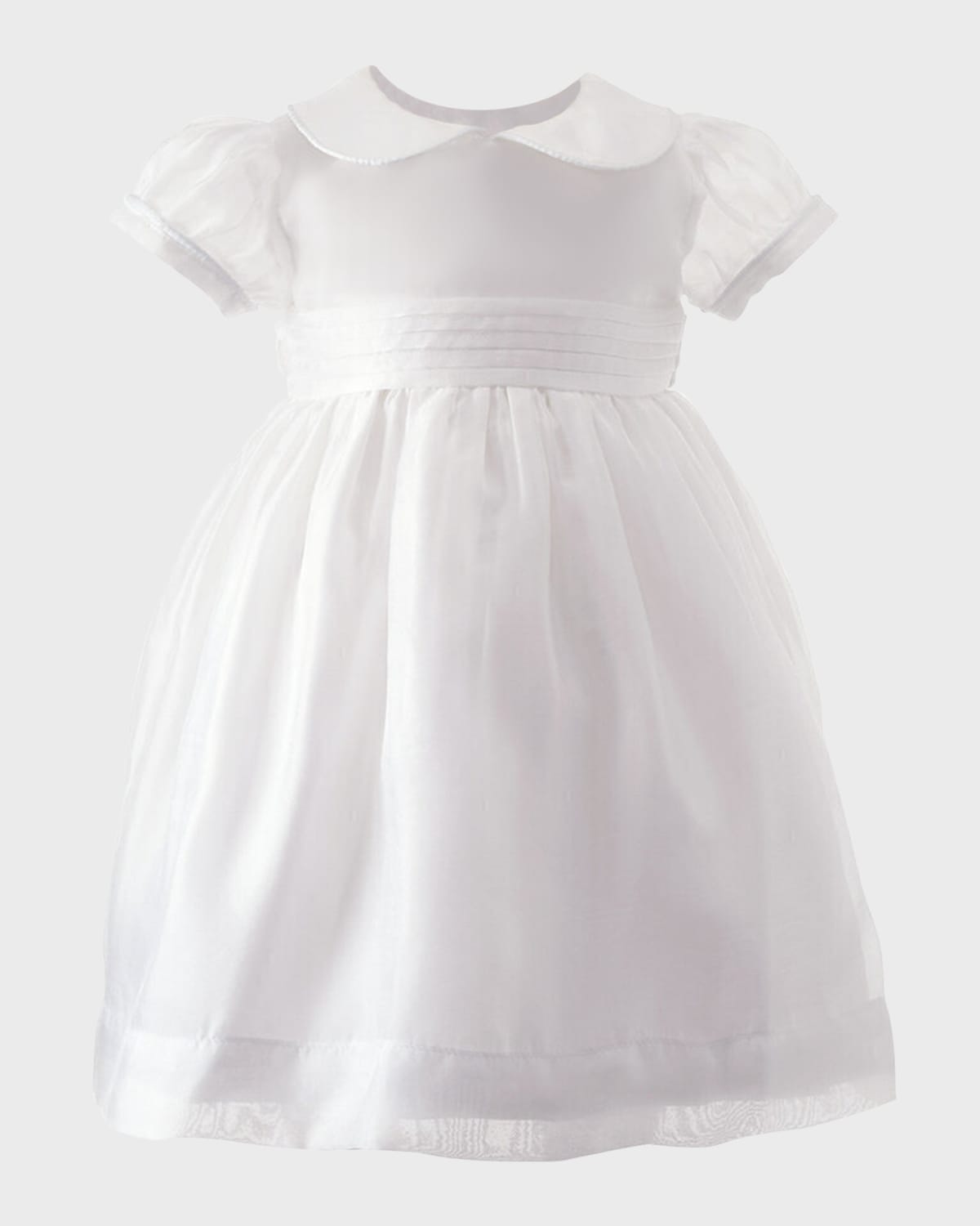 Rachel Riley Girl's Peter Pan-Collar Organza Pintuck Dress, Size 6M-24M