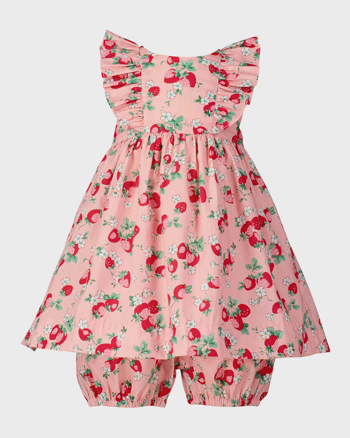 Rachel Riley Girl's Strawberry-Print Sundress with Bloomers, Size 6M-24M