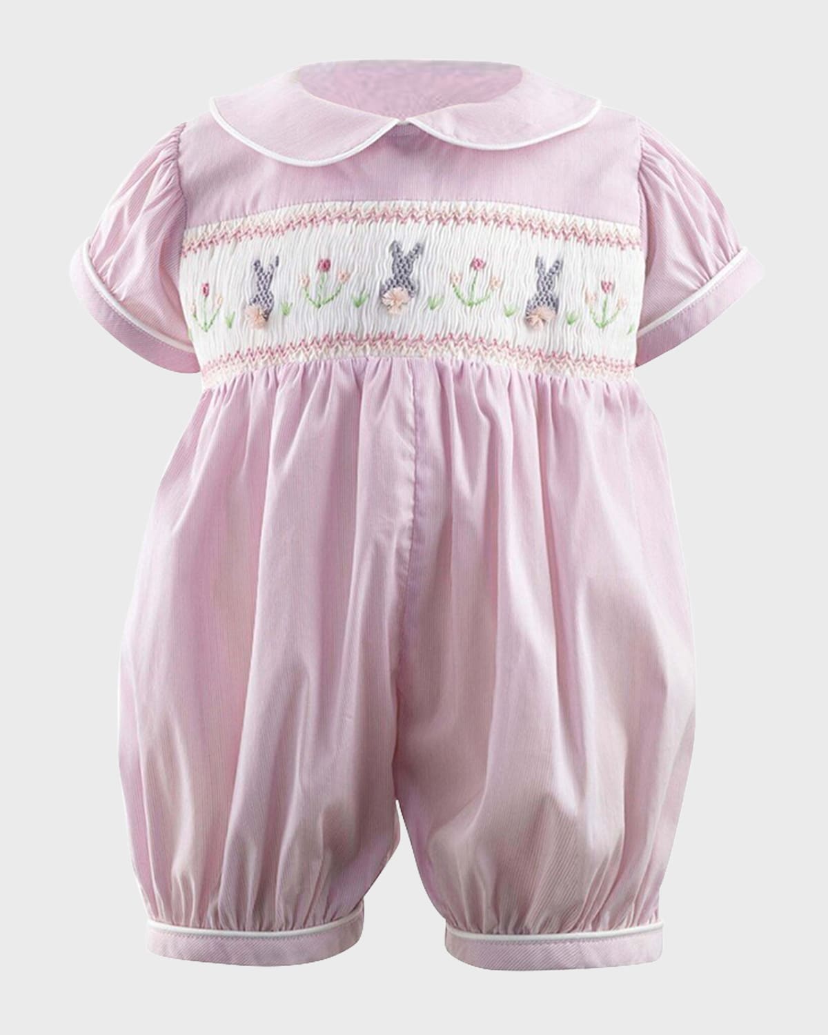 Rachel Riley Girl's Bunny Smocked Babysuit, Size 3M-18M