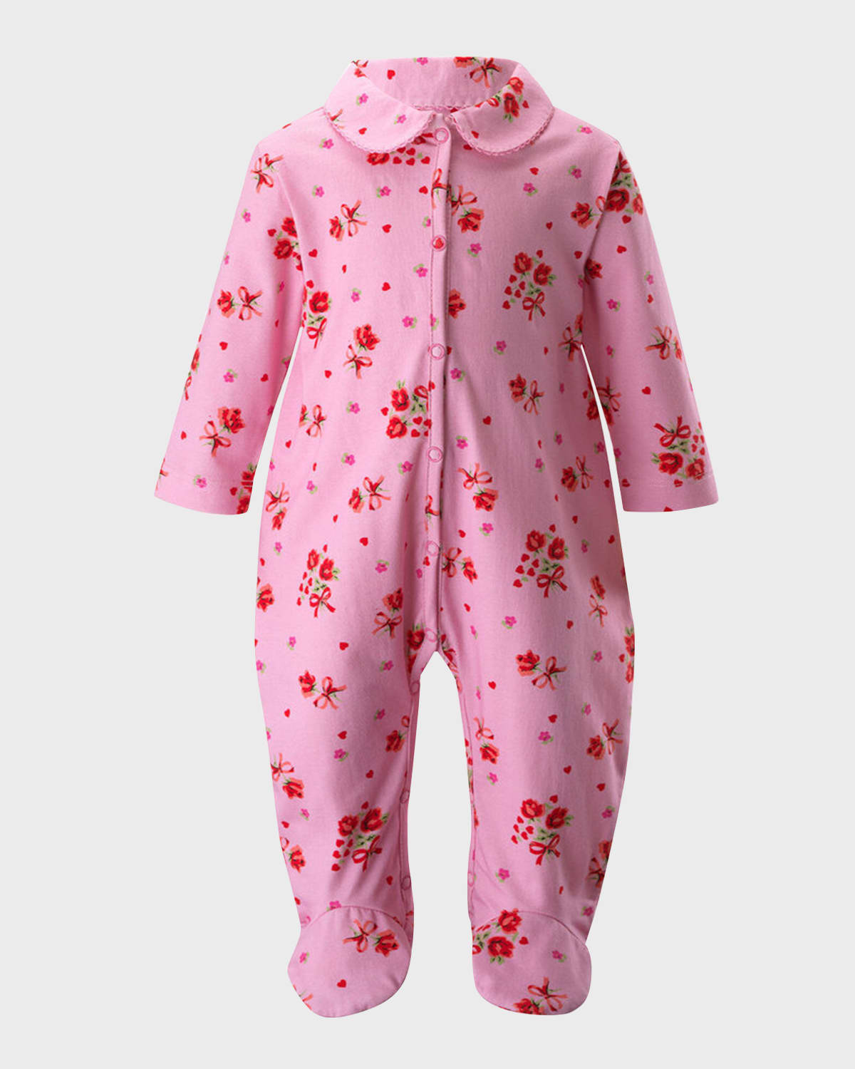 Rachel Riley Girl's BabyGro Rose Bouquet Printed Footie, Size 1M-12M