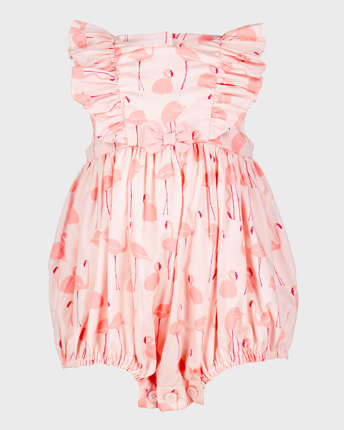 Rachel Riley Girl's Flamingo Frill Bubble Romper, Size 3M-24M