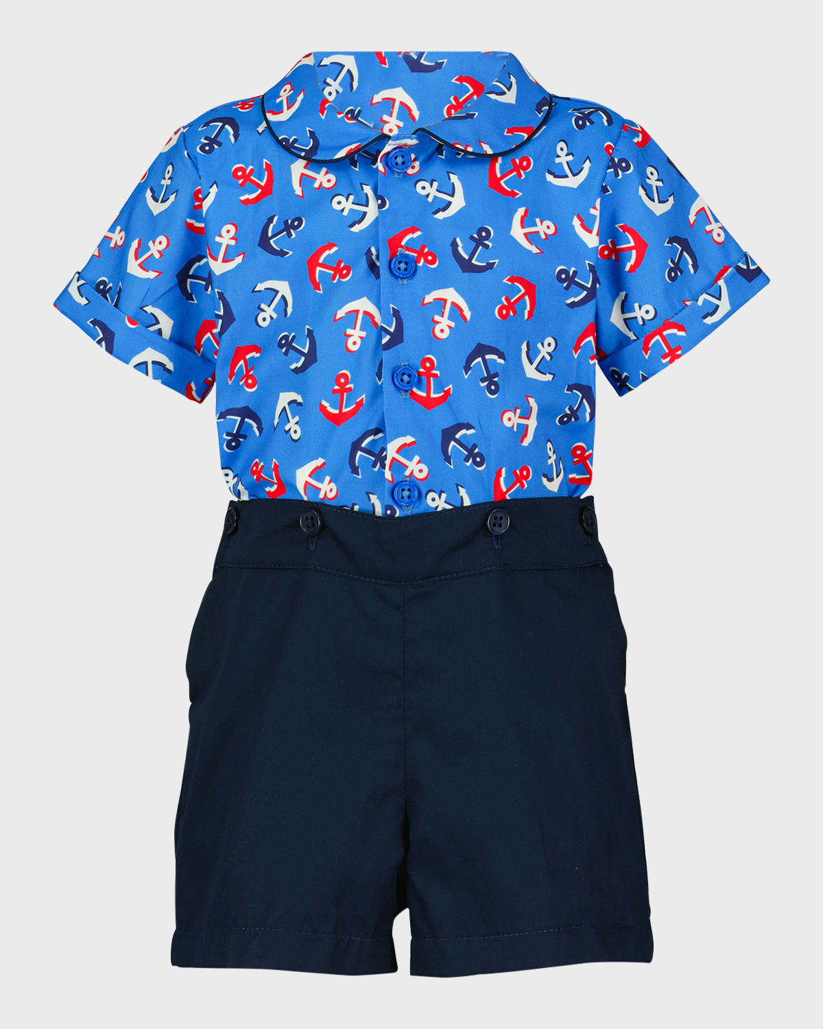 Rachel Riley Boy's Anchor-Print Shirt and Shorts Set, Size 6M-24M