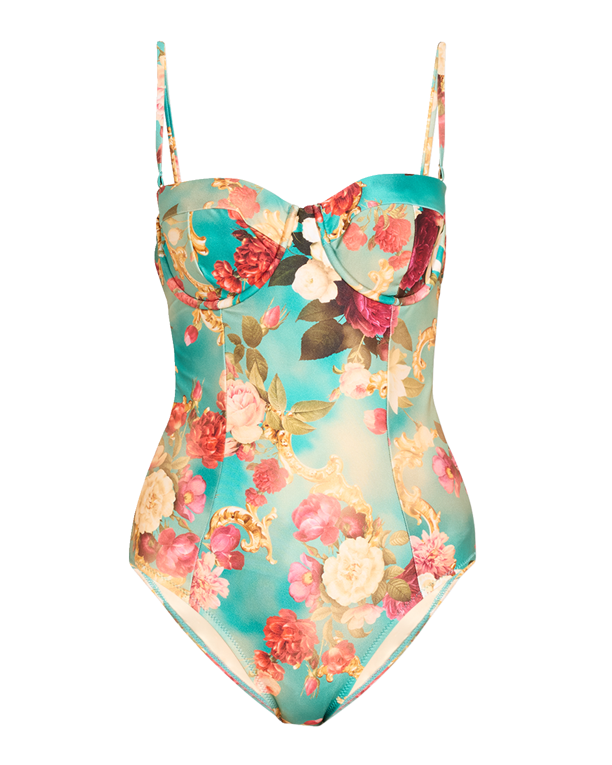 L'Agence Amie Roses Underwire Bandeau One-Piece Swimsuit