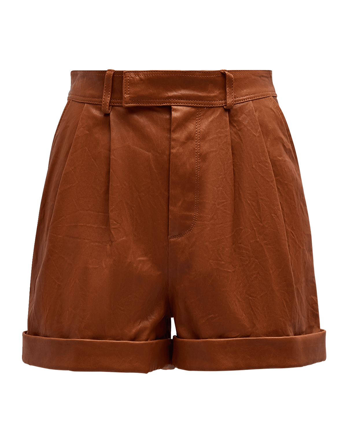 FRAME Pleated Leather Shorts