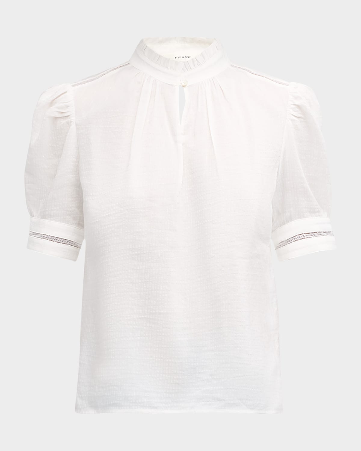 FRAME Short-Sleeve Lace Inset Top