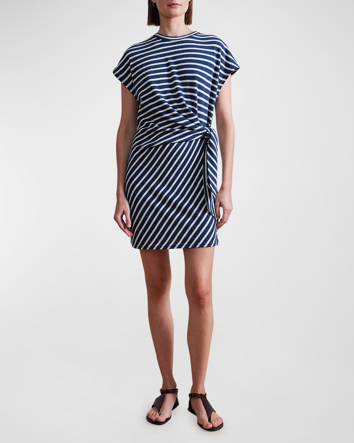 Apiece Apart Nina Striped Mini Dress with Tie Detail