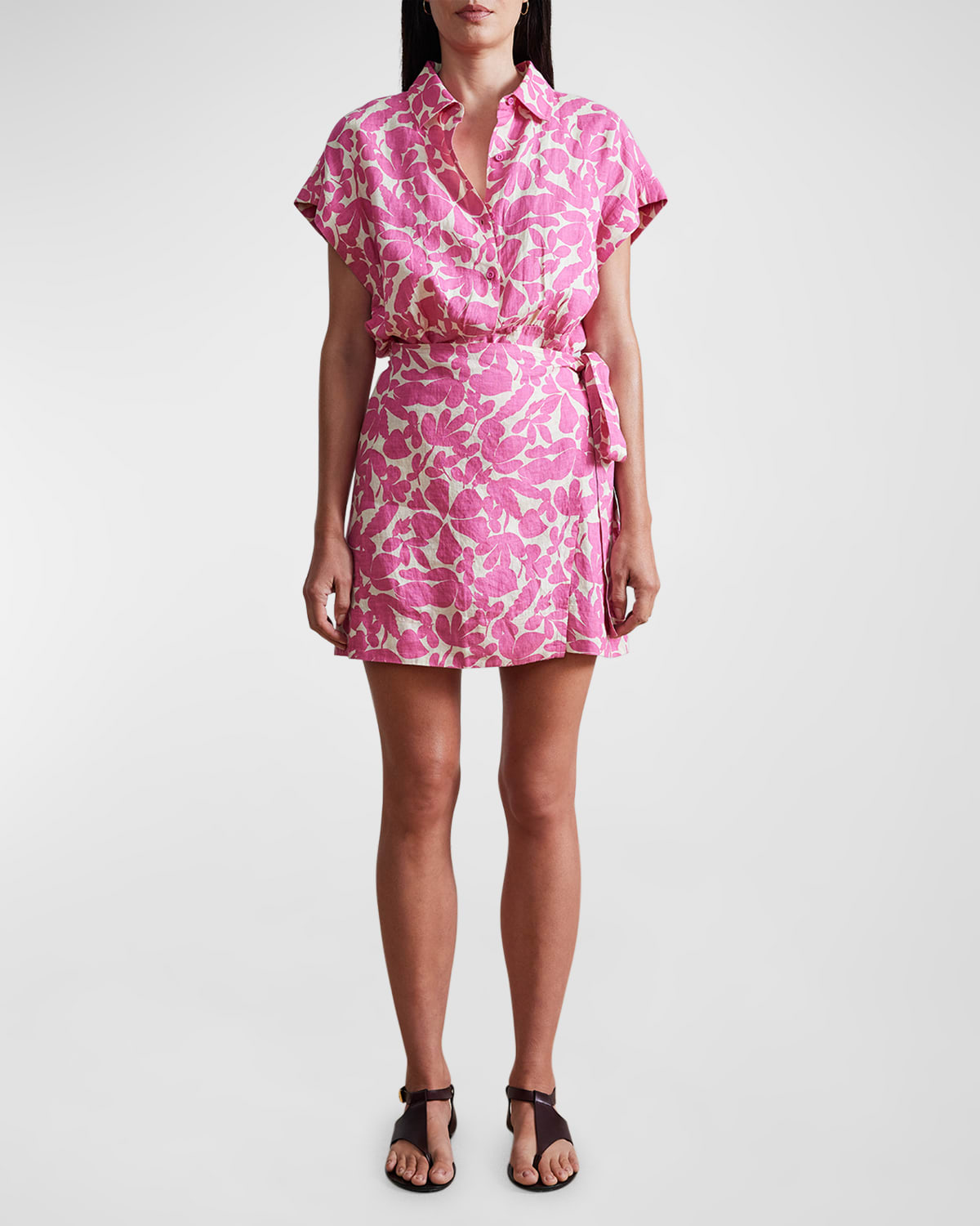 Apiece Apart Catania Floral Print Wrap Mini Dress