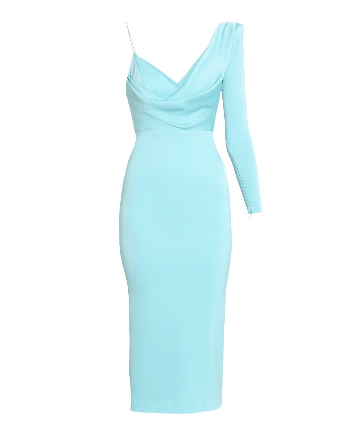 Alex Perry Asymmetric One-Shoulder Drape Satin Crepe Midi Dress