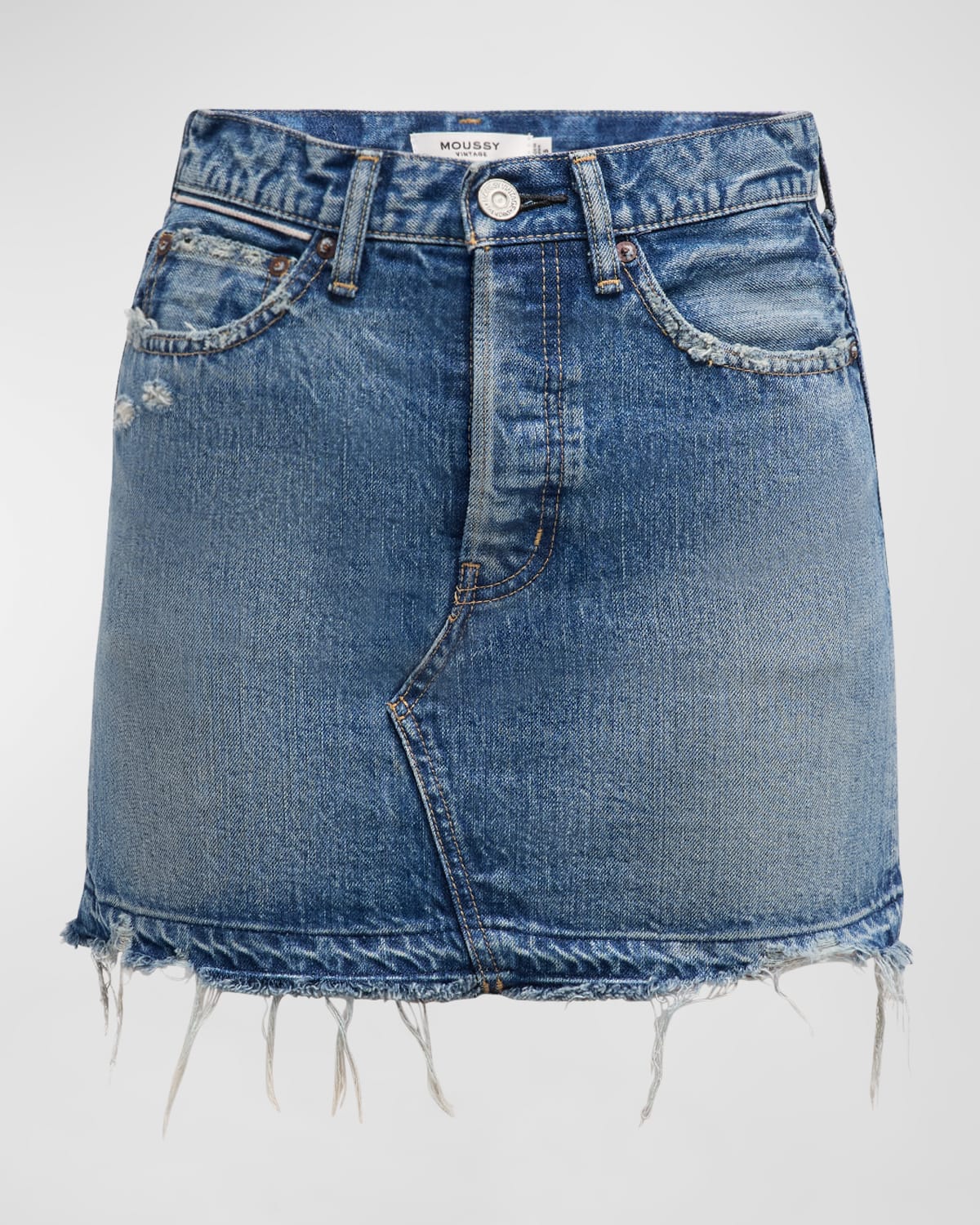 MOUSSY VINTAGE Lincoya Distressed Denim Mini Skirt