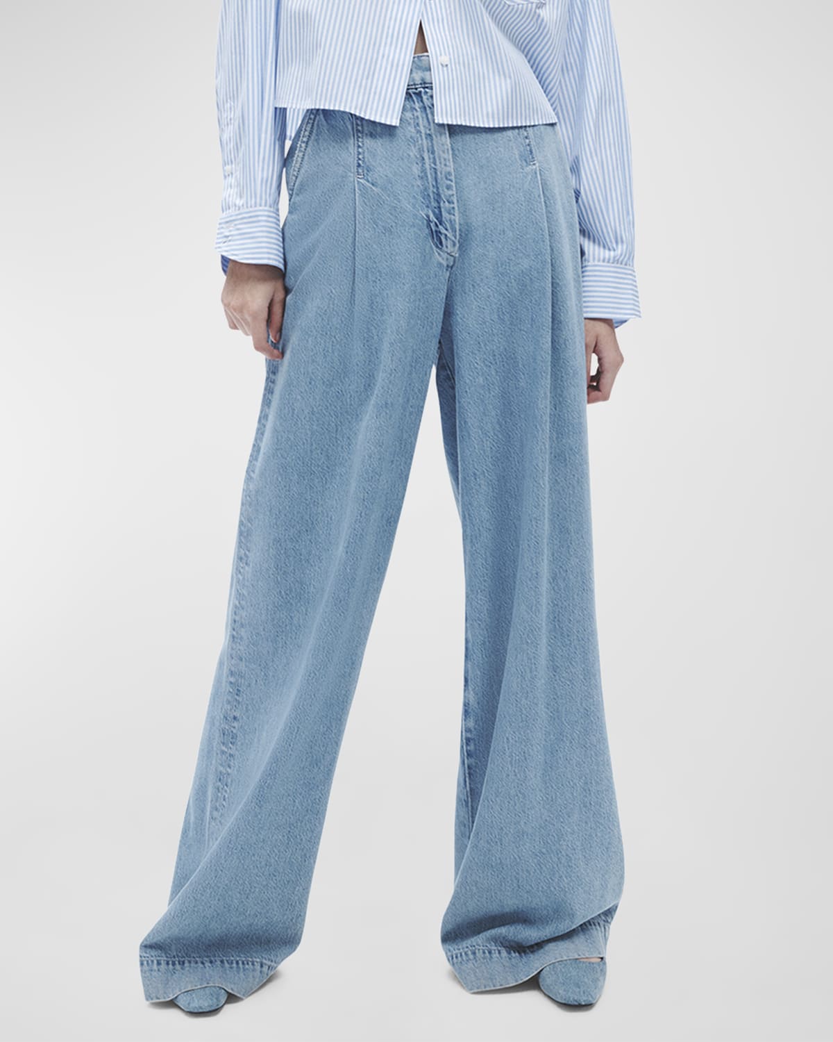 Rag & Bone Featherweight Abigale Pleated Denim Trousers