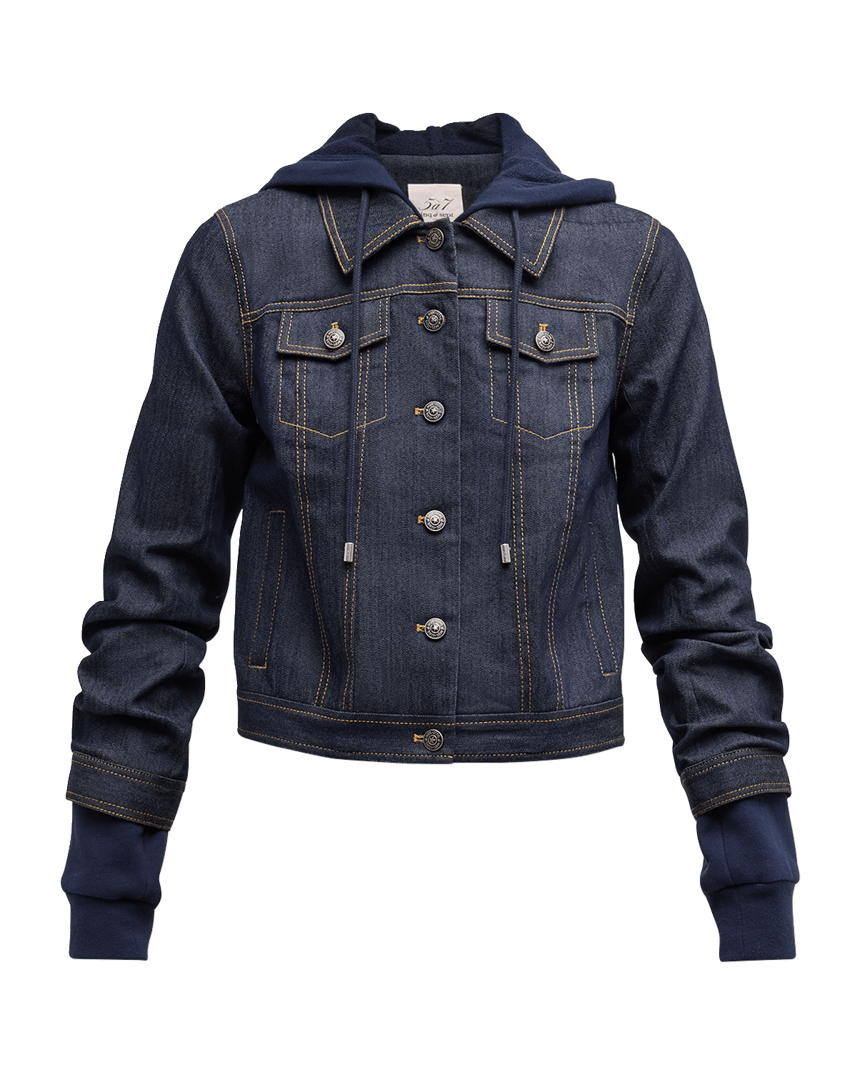 Cinq a Sept Jess Topstitched Denim Hooded Combo Jacket