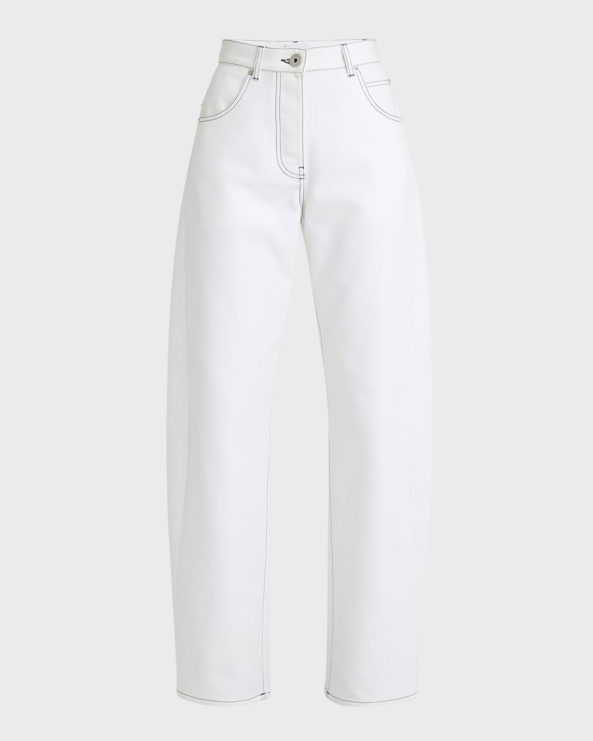 Ferragamo Contrast Stitched Straight-Leg Denim Pants