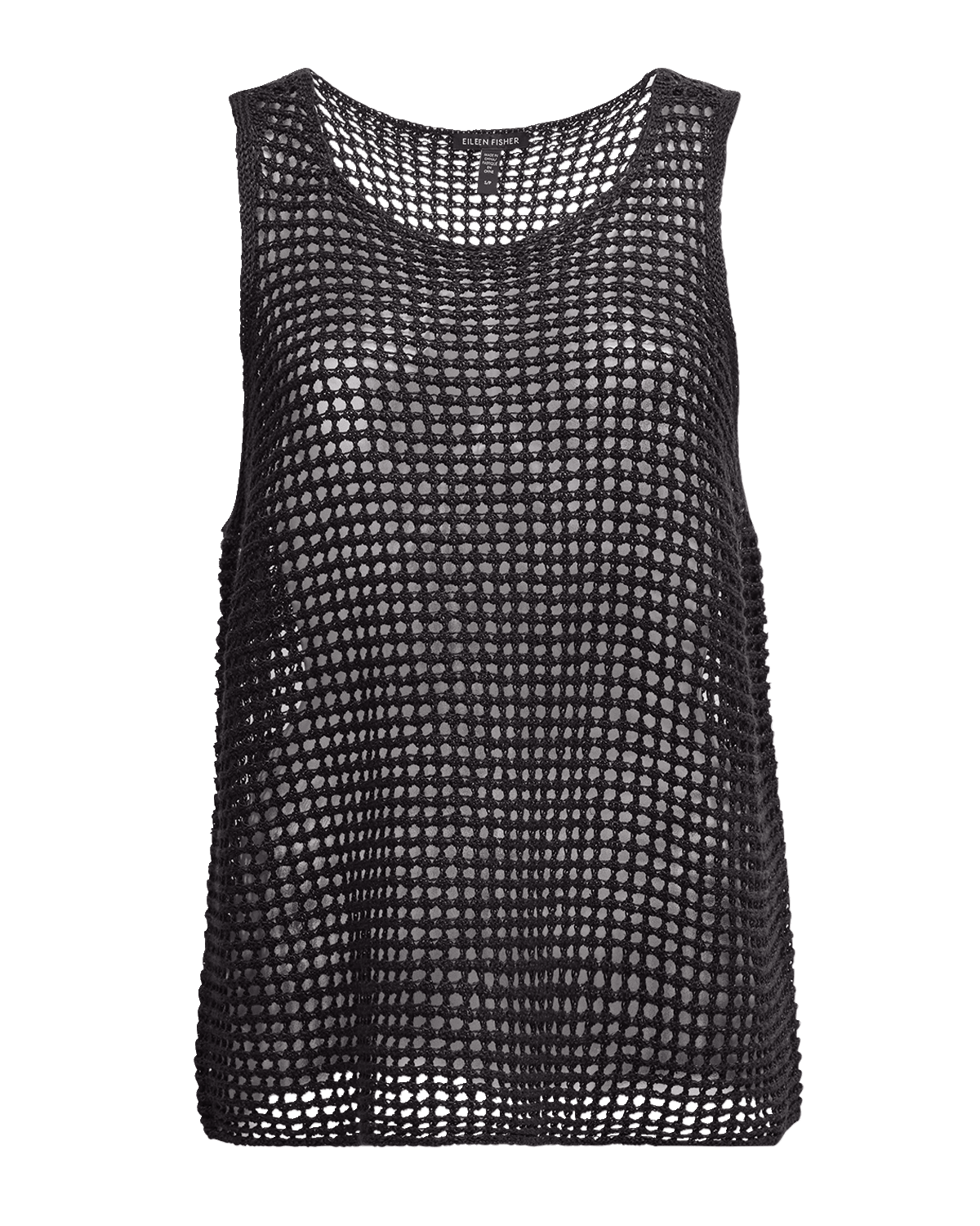 Eileen Fisher Scoop-Neck Open-Knit Organic Linen Shell