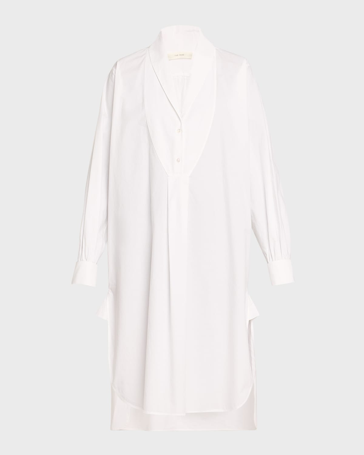 THE ROW Elinor Long-Sleeve Bib-Front Midi Shirtdress