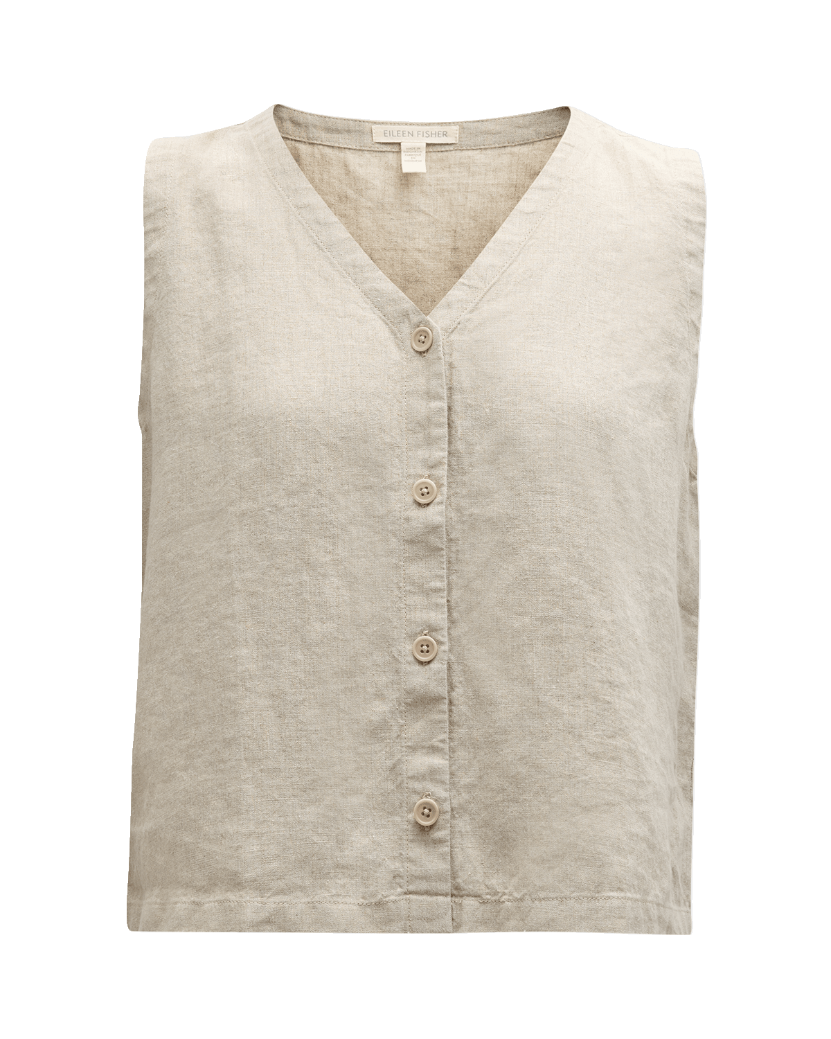 Eileen Fisher V-Neck Button-Down Organic Linen Vest