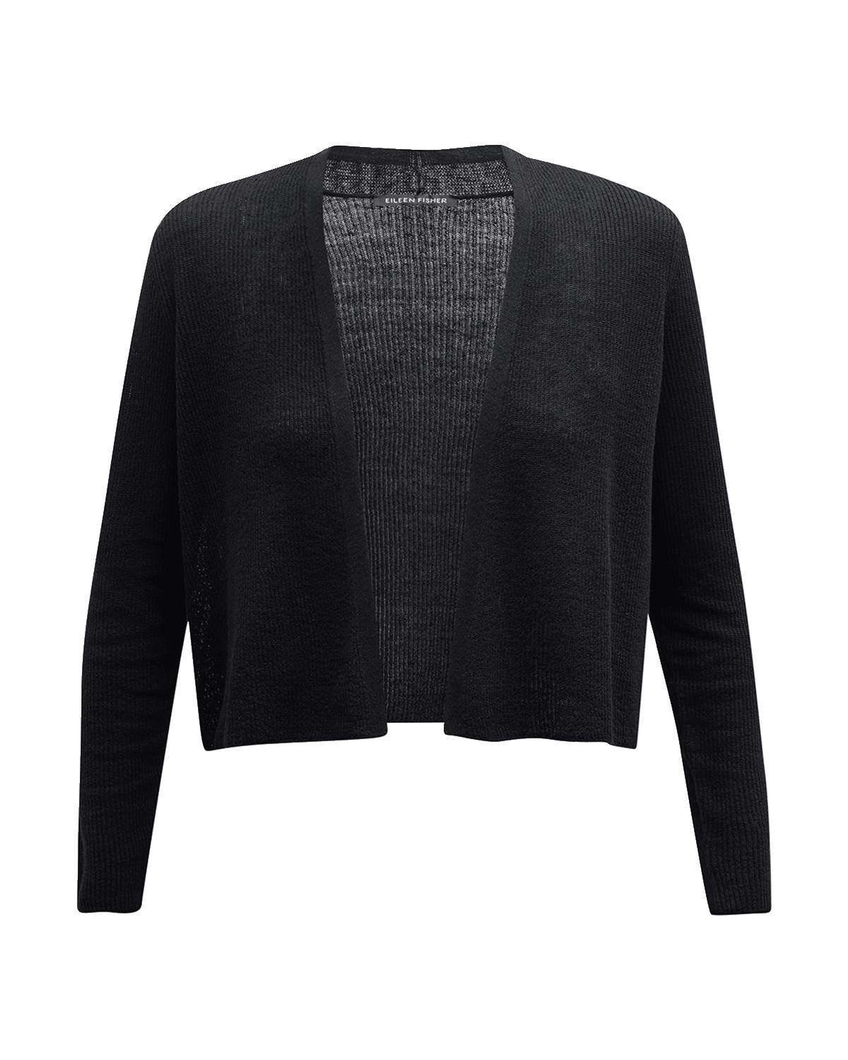 Eileen Fisher Petite Ribbed Open-Front Linen-Cotton Cardigan