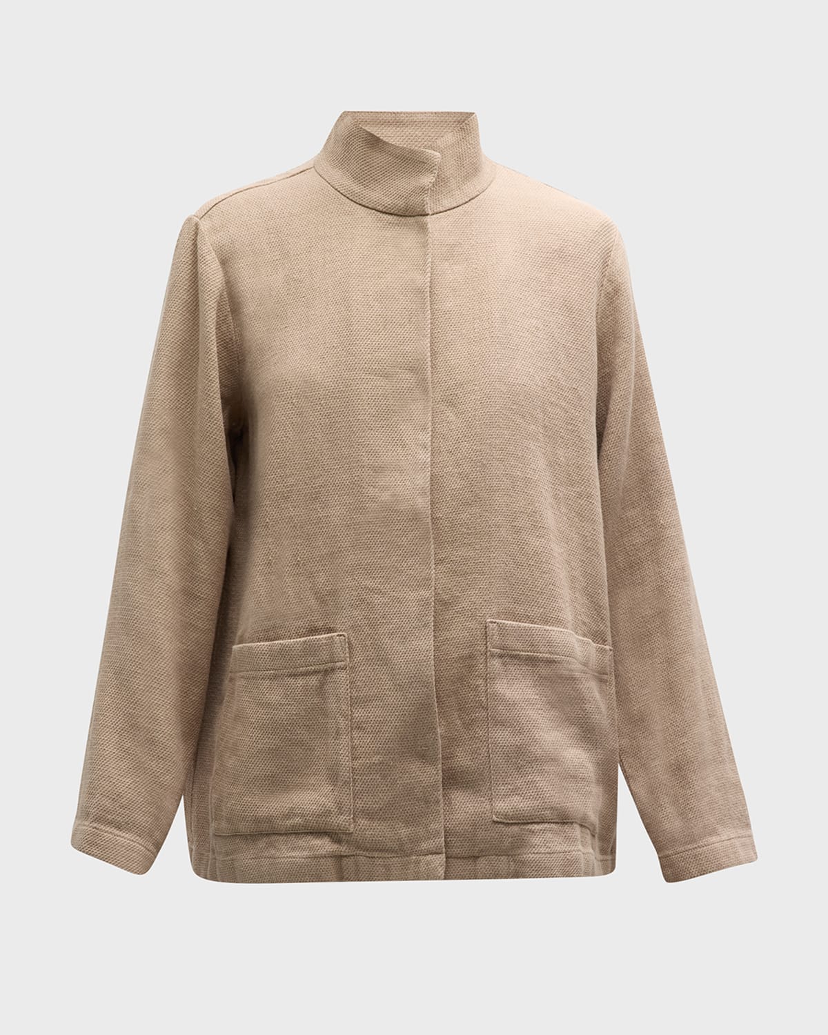 Eileen Fisher Stand-Collar Snap-Front Jacket