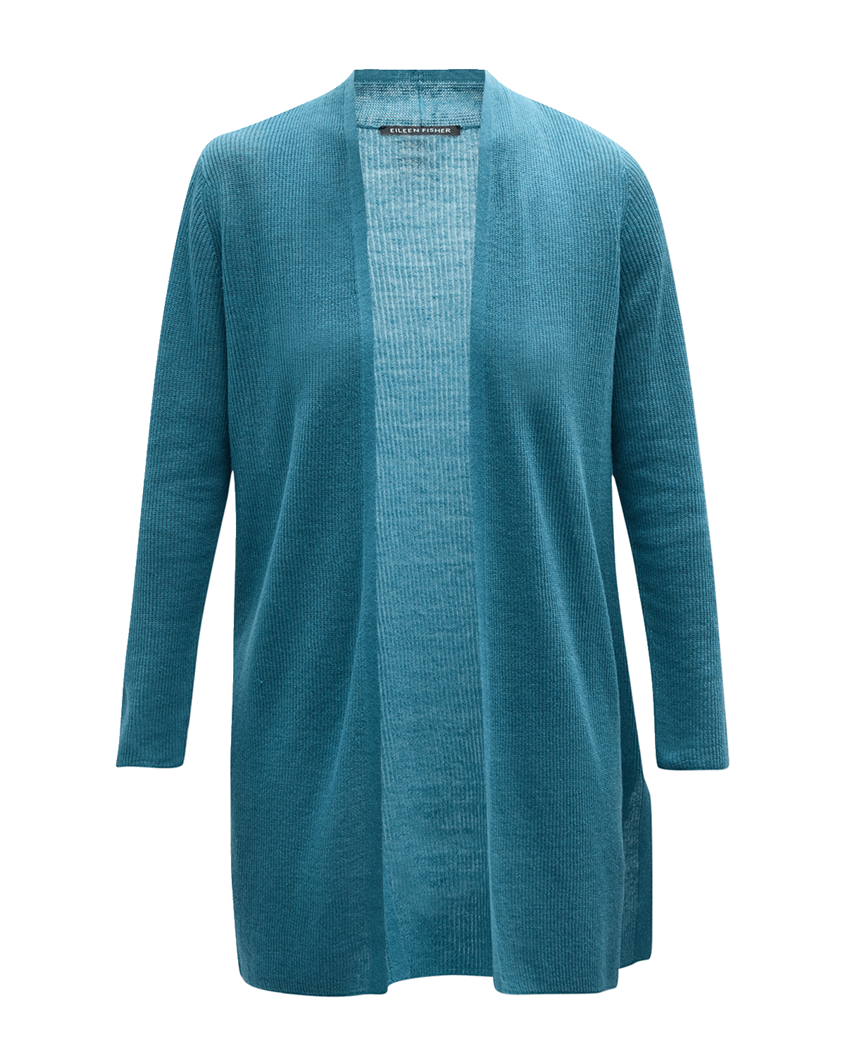 Eileen Fisher Ribbed Side-Slit Open-Front Cardigan