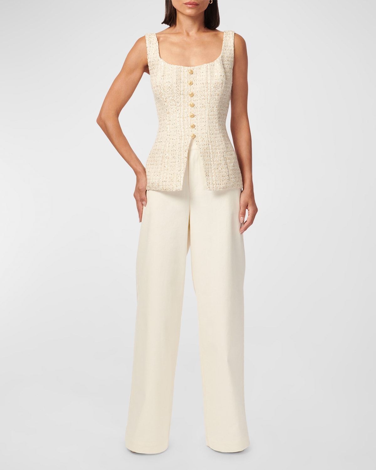 Cami NYC Rosita Square-Neck Tweed Top