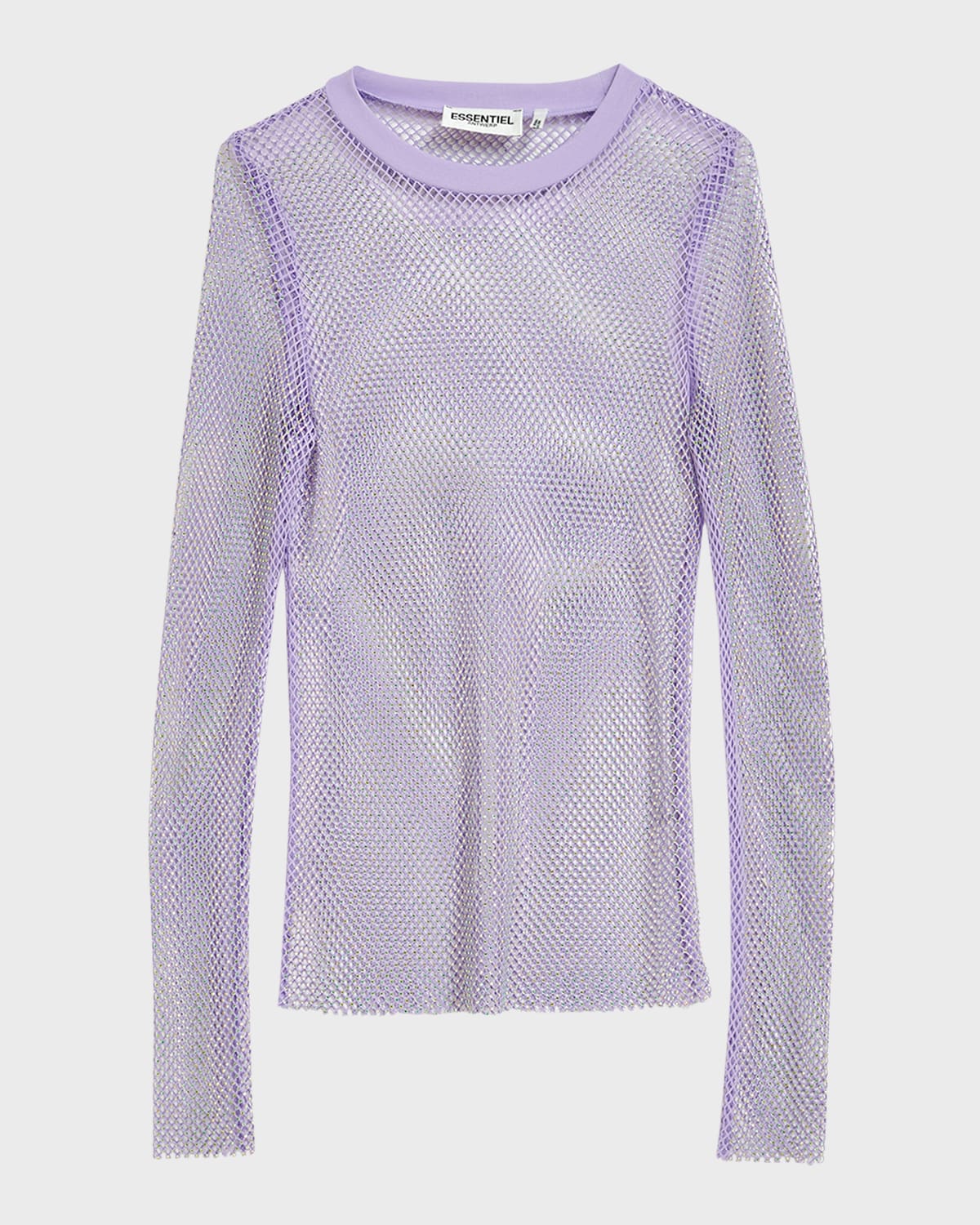 Essentiel Antwerp Fkatwigs Rhinestone-Embellished Long-Sleeve Mesh Top