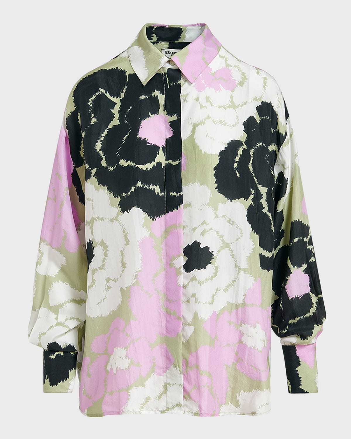 Essentiel Antwerp Firror Floral Silk Oversized Button-Front Shirt