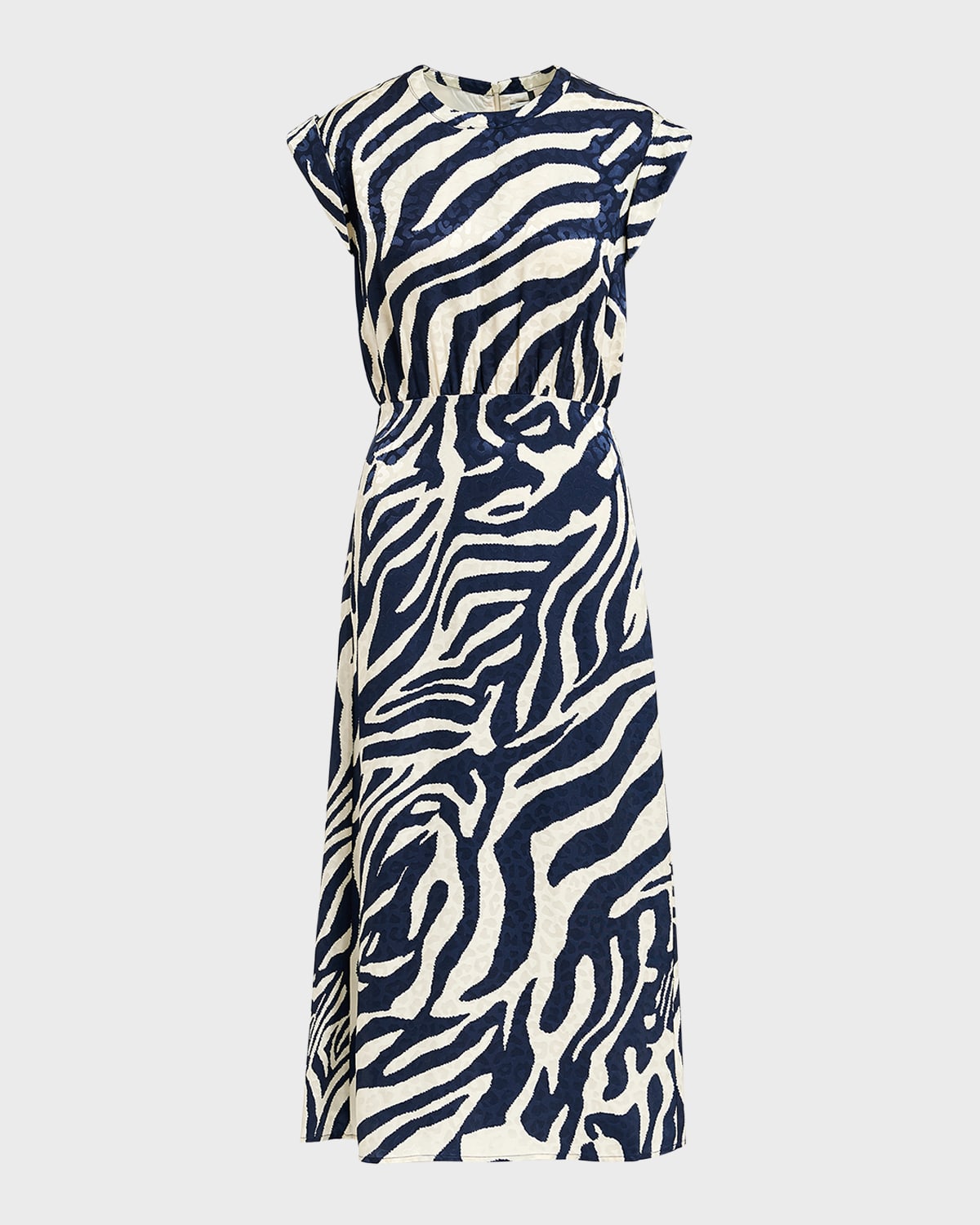Essentiel Antwerp Fayola Zebra-Stripe Cap-Sleeve Midi Dress