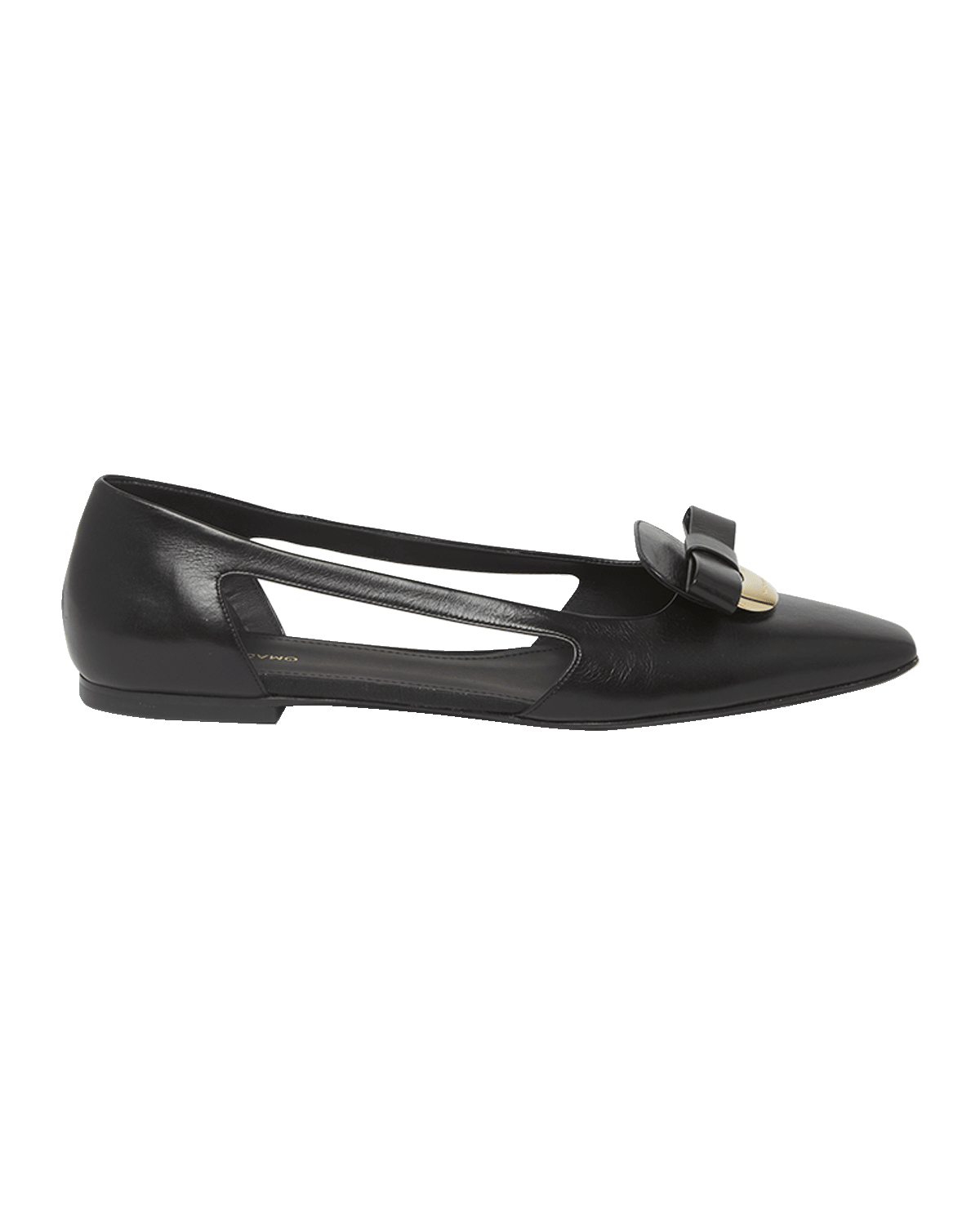 Ferragamo Terea Leather Bow Cutout Ballerina Flats