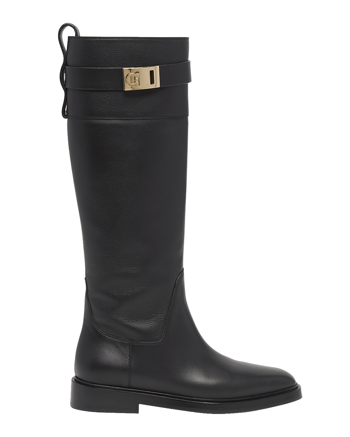 Ferragamo Roly Leather Gancino Buckle Tall Boots