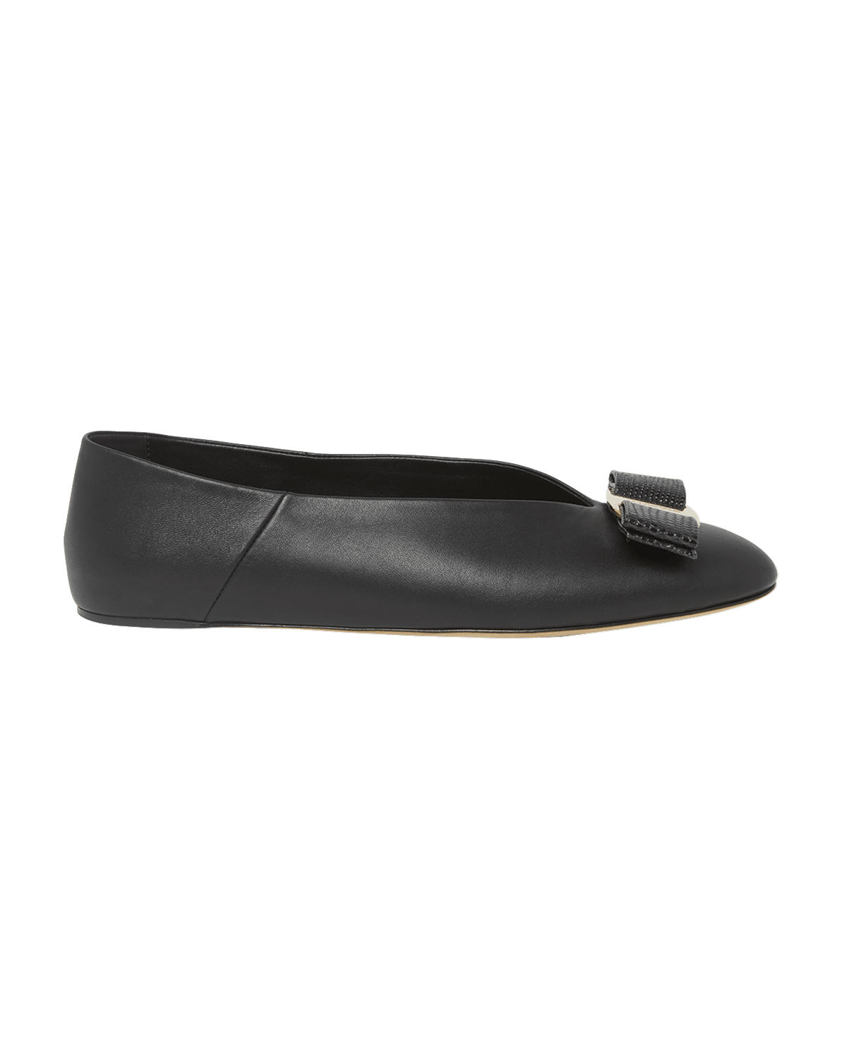 Ferragamo Vanna Calfskin Bow Ballerina Flats