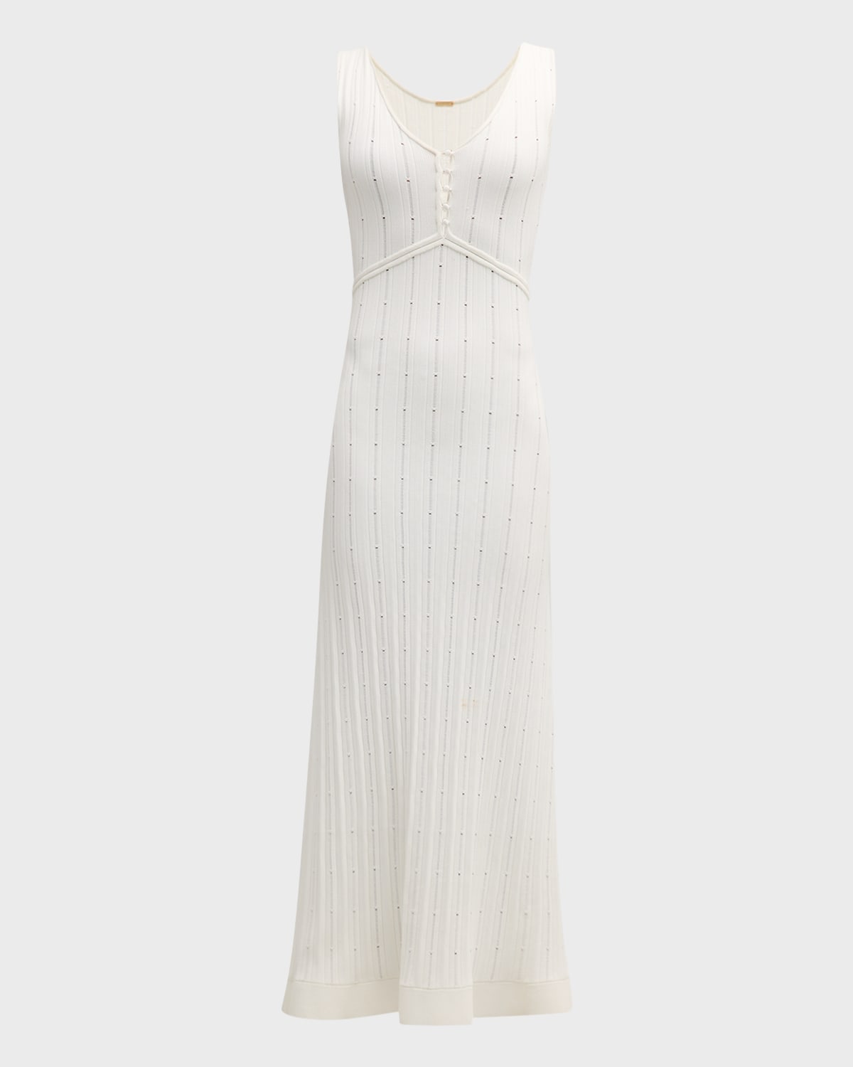 Adam Lippes Mysa V-Neck Sleeveless Ladder Knit Maxi Dress