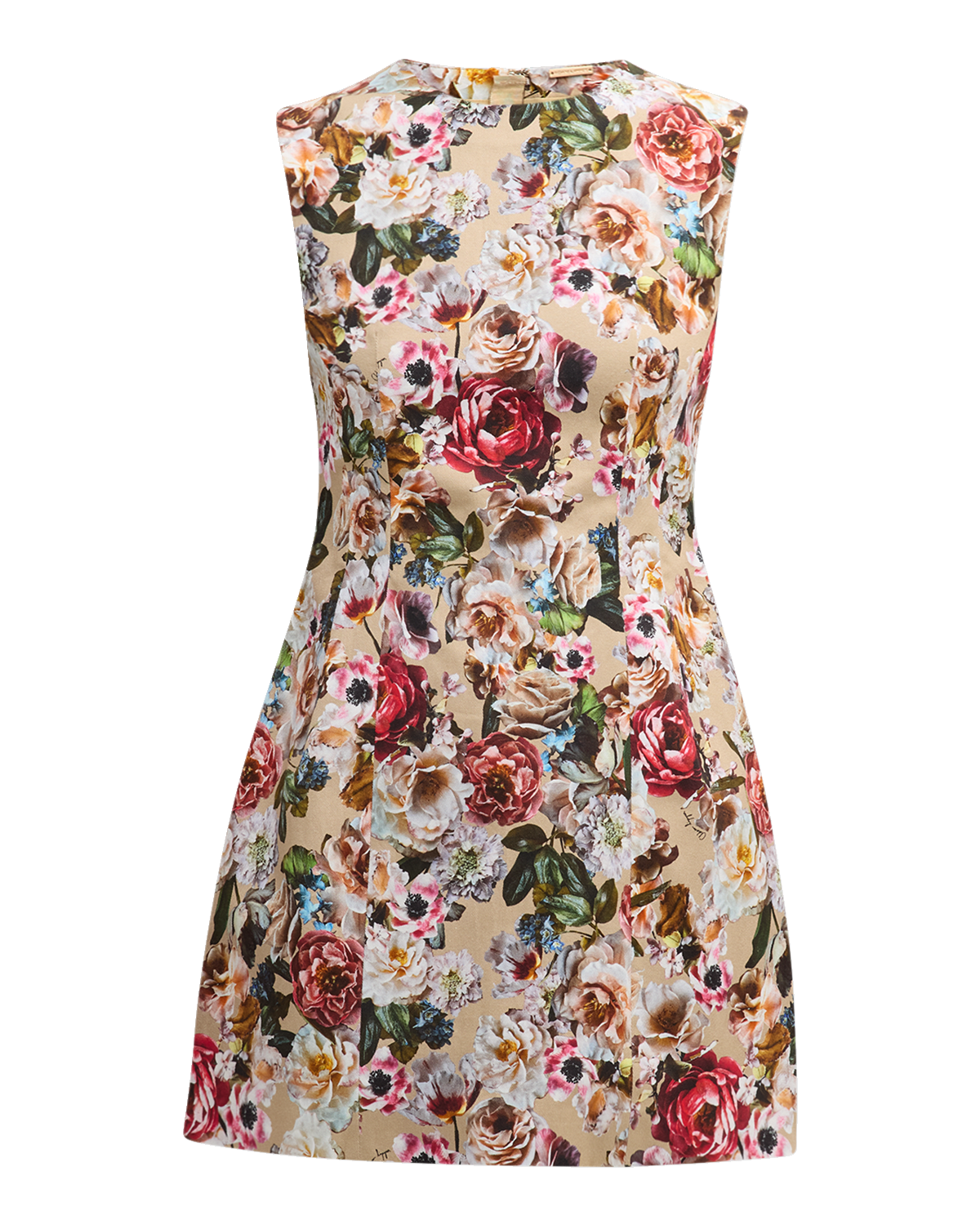 Adam Lippes Flower-Print Sleeveless Cotton Twill Mini Dress